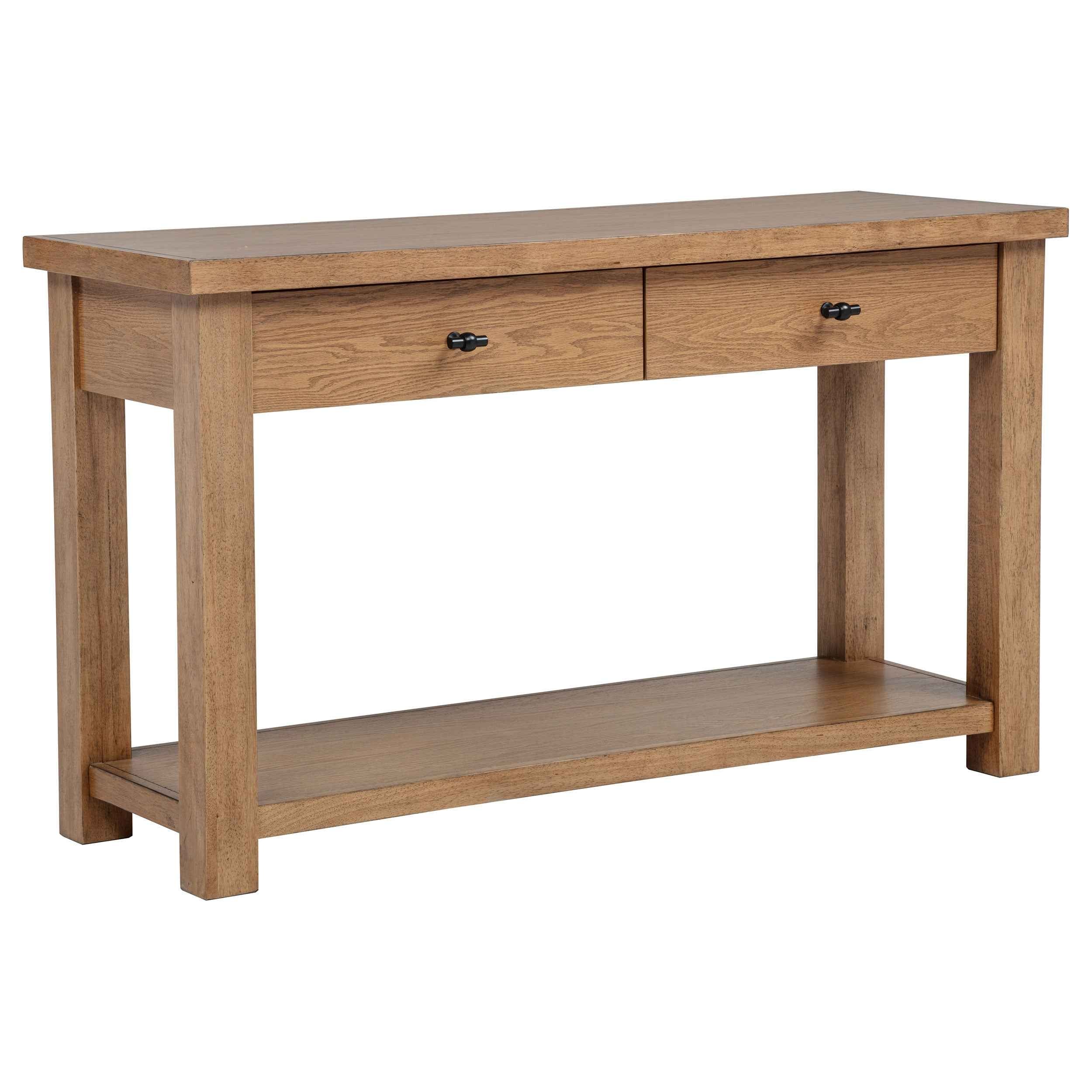 Beasley Golden Oak 2-Drawer Wood Console Table - Image 2
