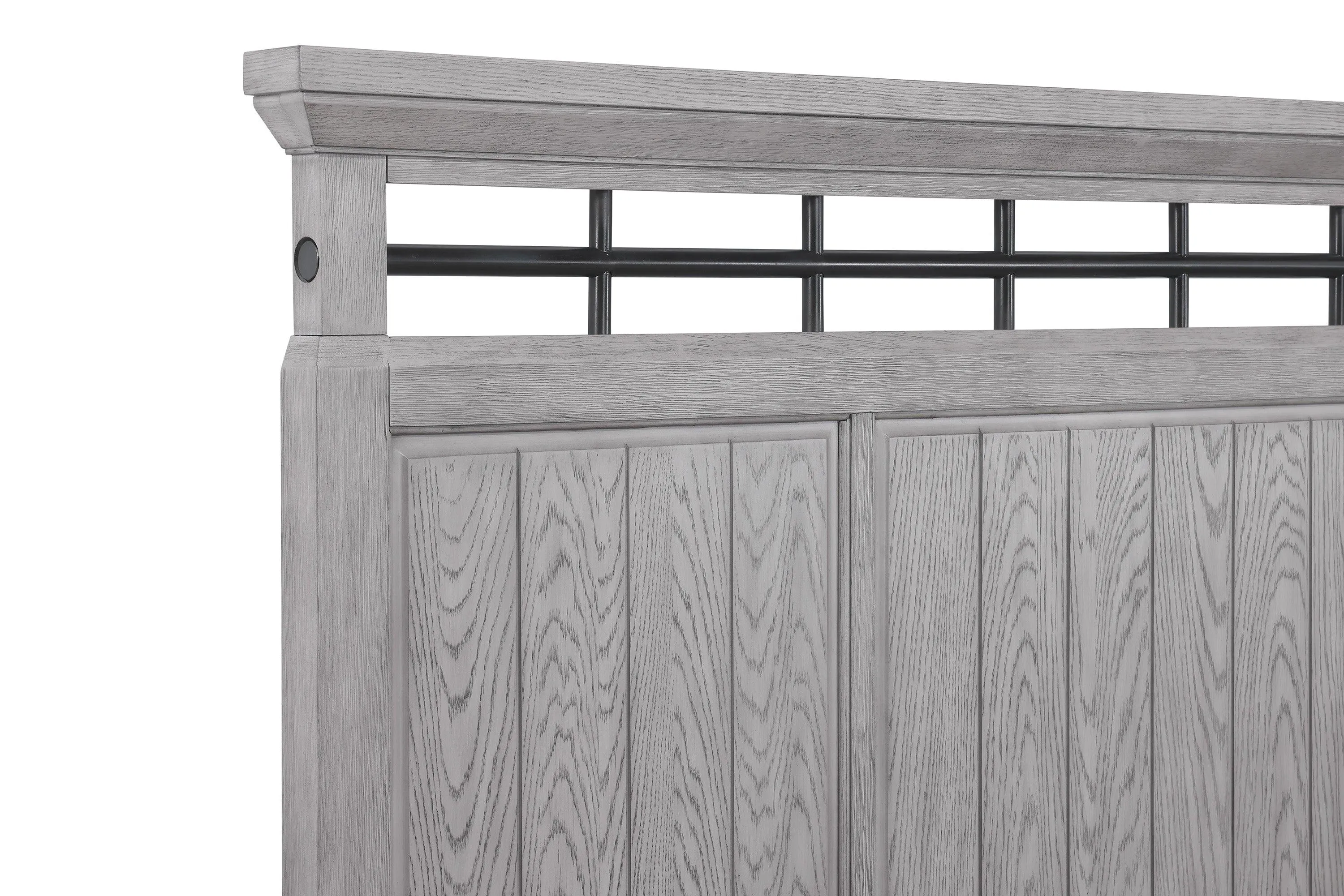 Beckett Rustic Gray Queen Footboard Bench Panel Bed - Image 4