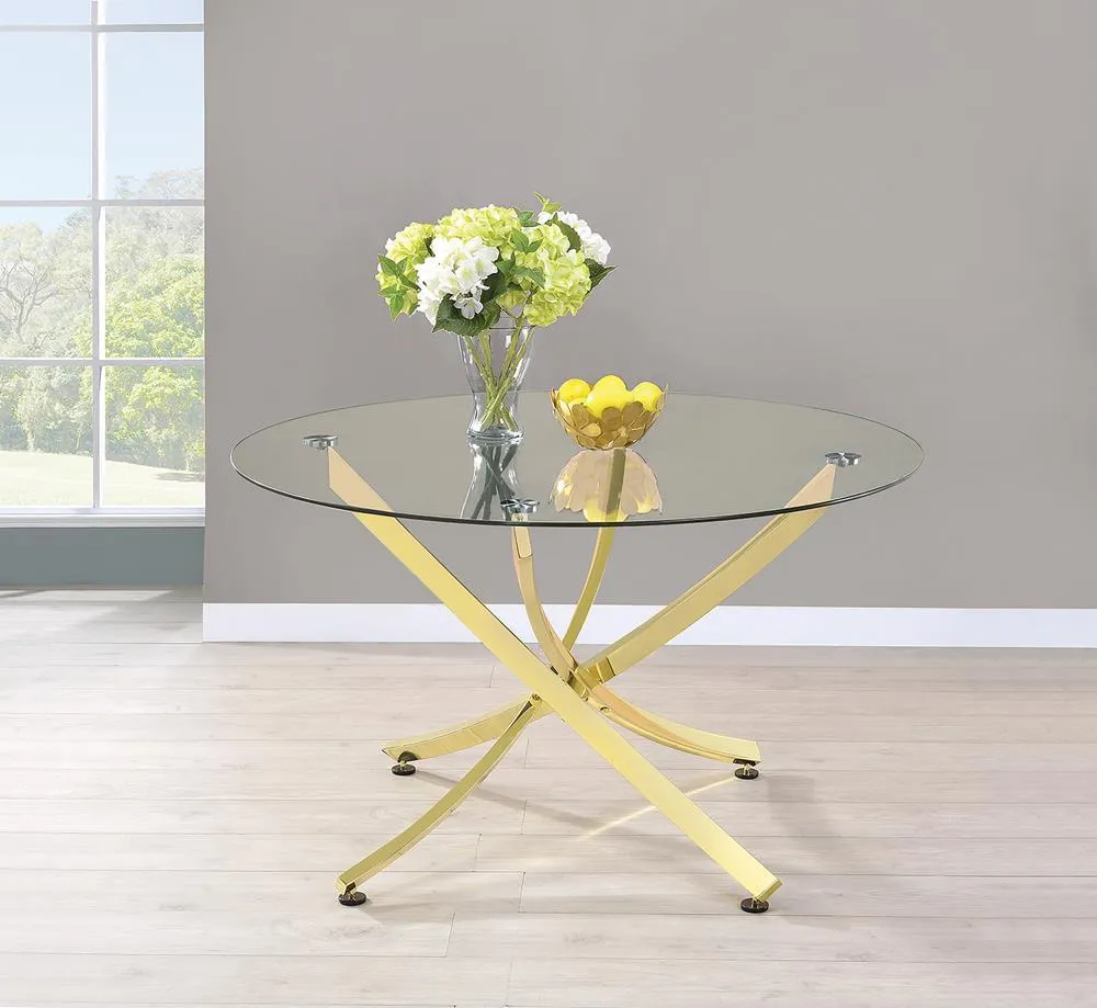 Beckham Brass and Clear Round Dining Table
