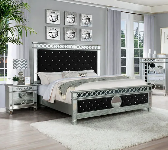 Bella Black Velvet King Bed
