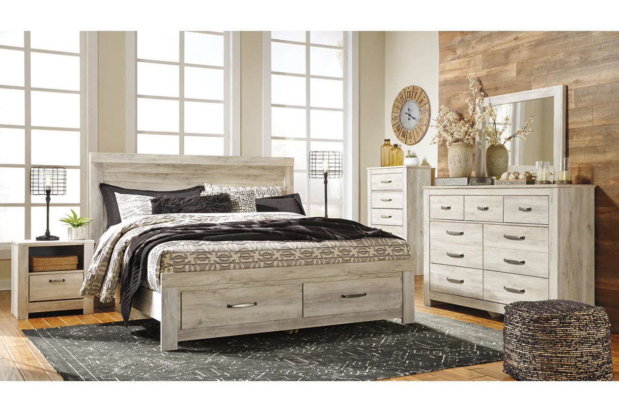 Bellaby Whitewash King Storage Platform Bed - Image 4