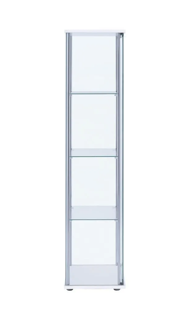 Bellatrix White/Clear Rectangular 4-Shelf Curio Cabinet - Image 4