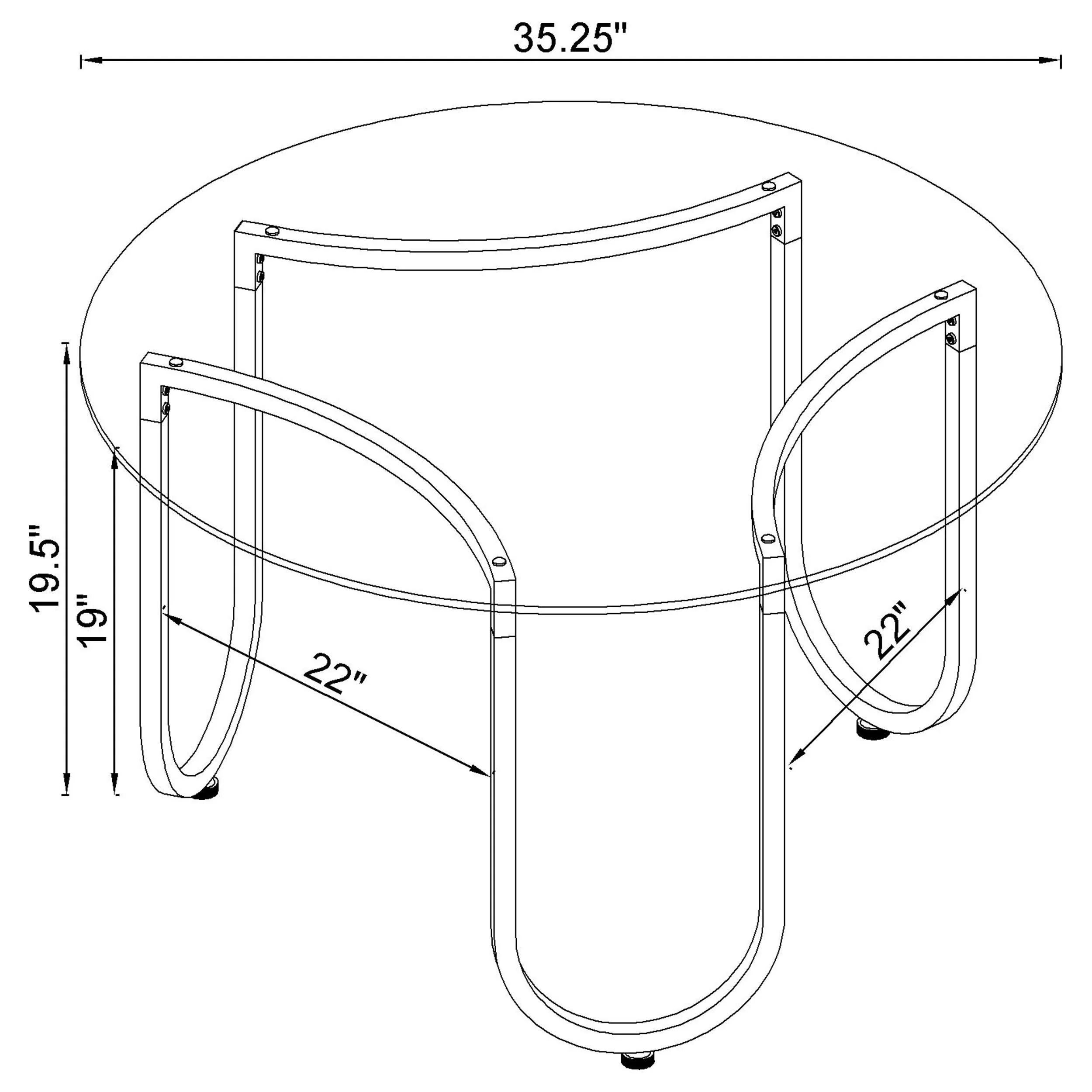 Beller Chrome Round Tempered Glass Top Cocktail Coffee Table - Image 7