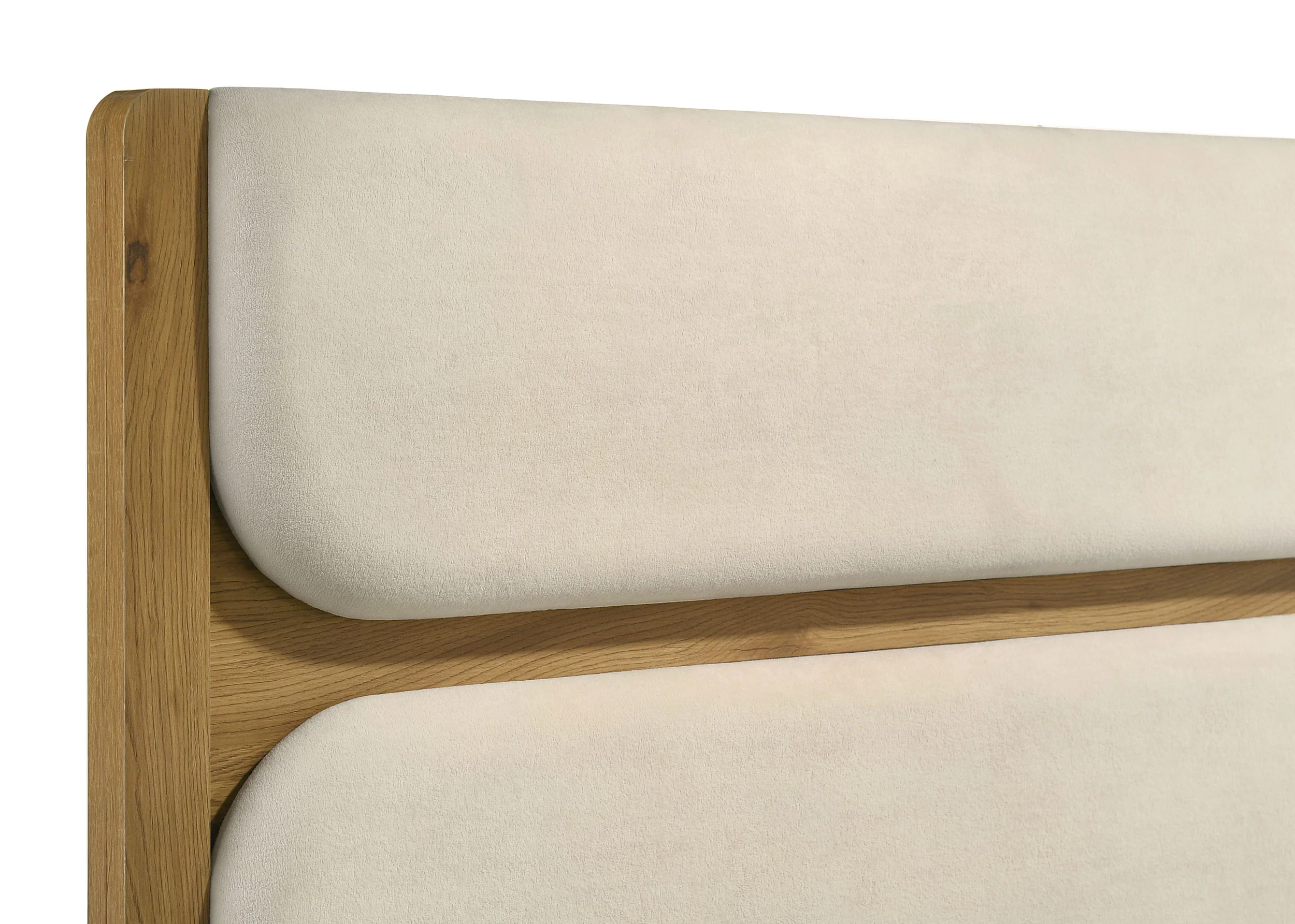 Bennett Cream and Light Oak 62-inch Eastern King Upholstered Panel Bed - Image 7