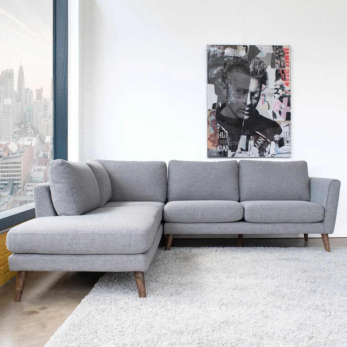 Benson Grey Fabric Sectional Sofa Left Facing Chaise - Image 3