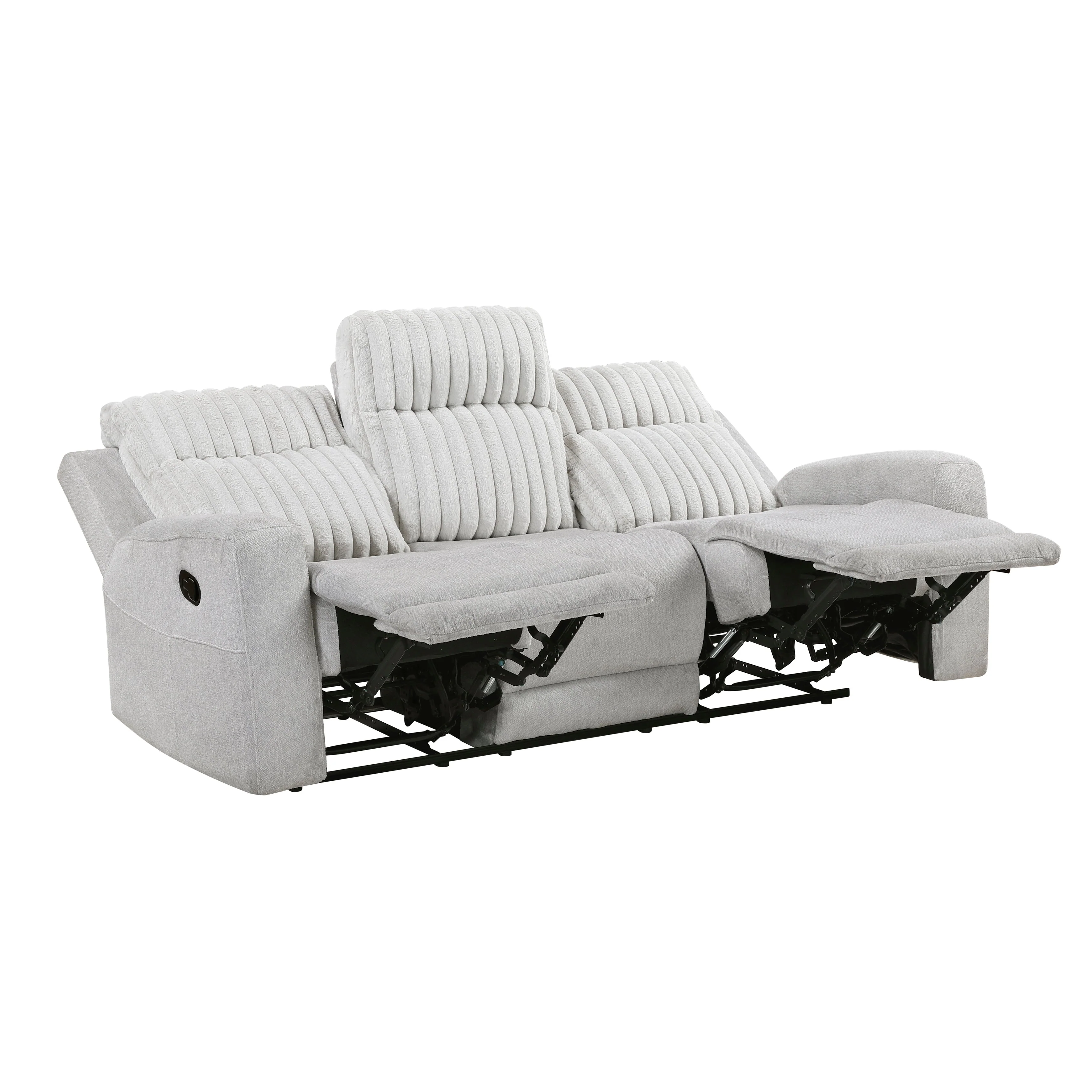 Benton Light Gray Double Reclining Living Room Set - Image 5