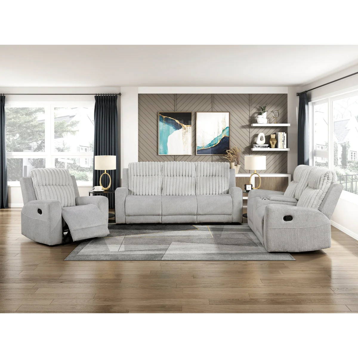 Benton Light Gray Reclining Chair - Image 2