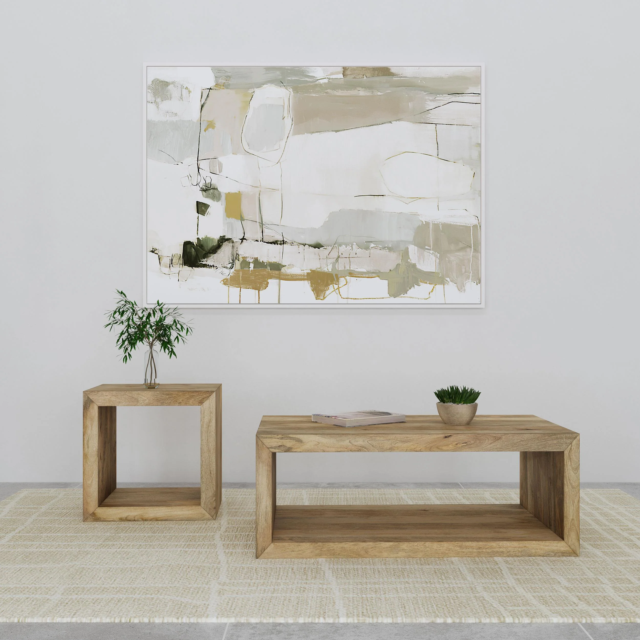 Benton Natural 2-Piece Solid Mango Coffee and End Table Set