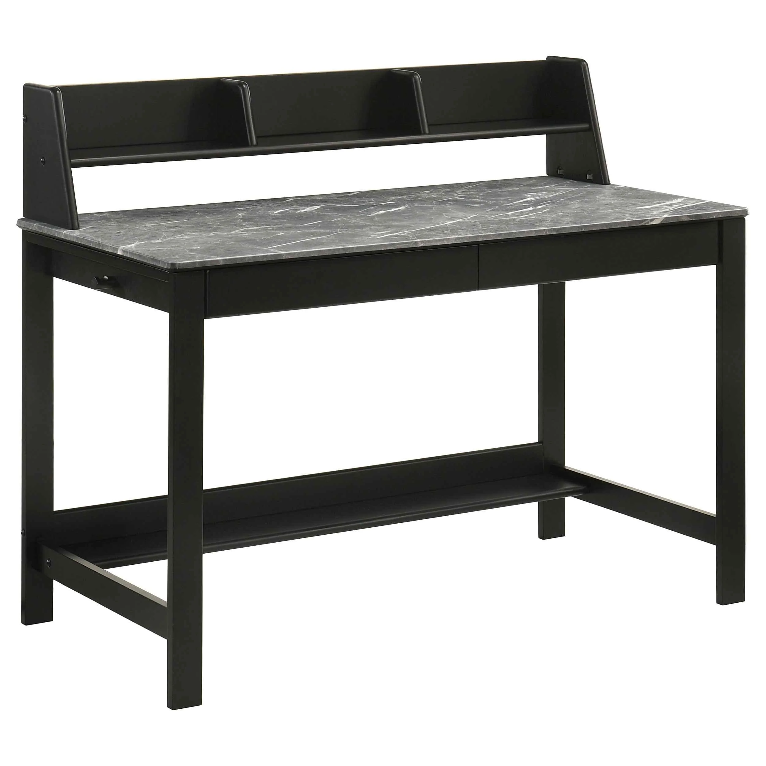 Besler Grey Stone/Black 47-inch SmartTop Writing Desk with Shelf - Image 2