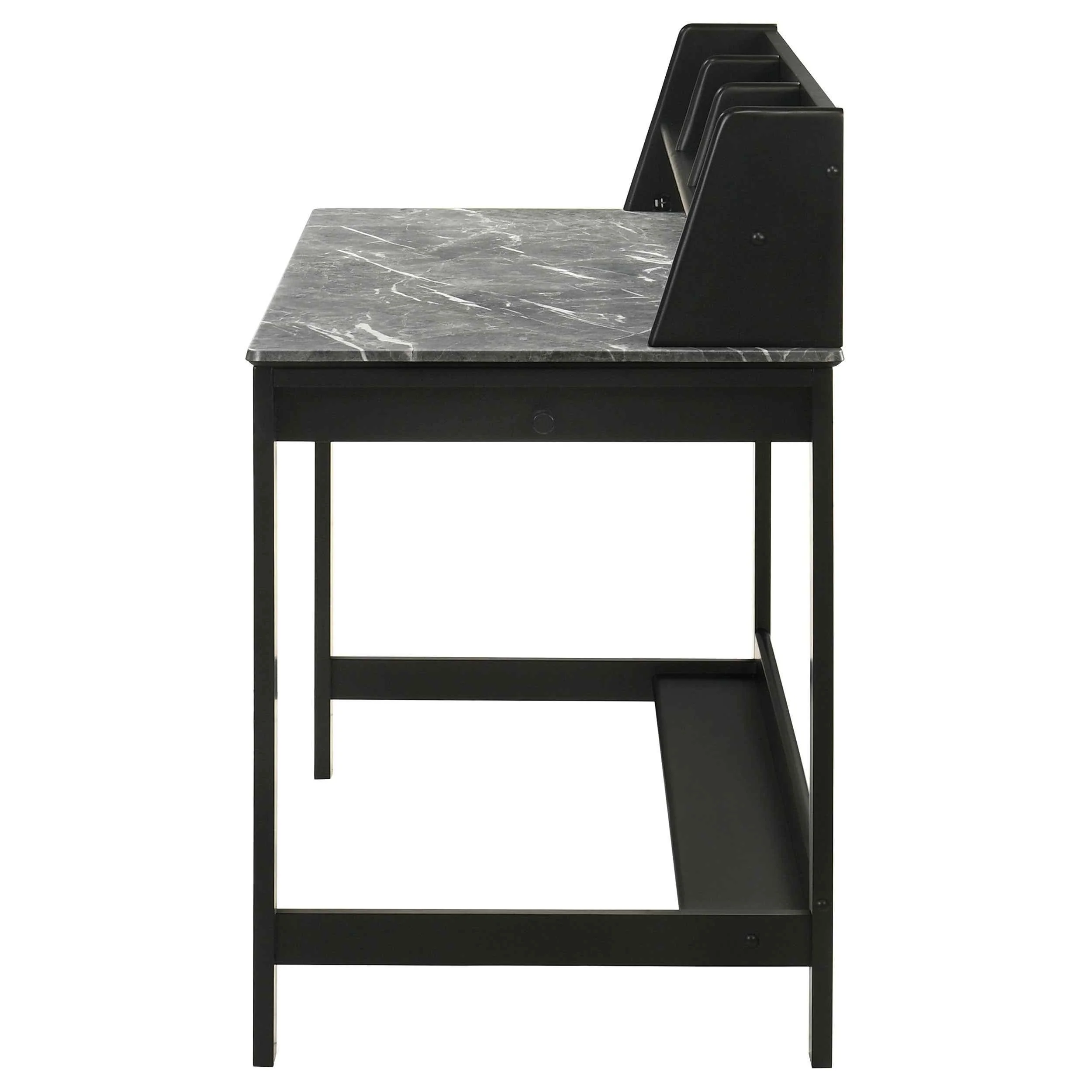 Besler Grey Stone/Black 47-inch SmartTop Writing Desk with Shelf - Image 5