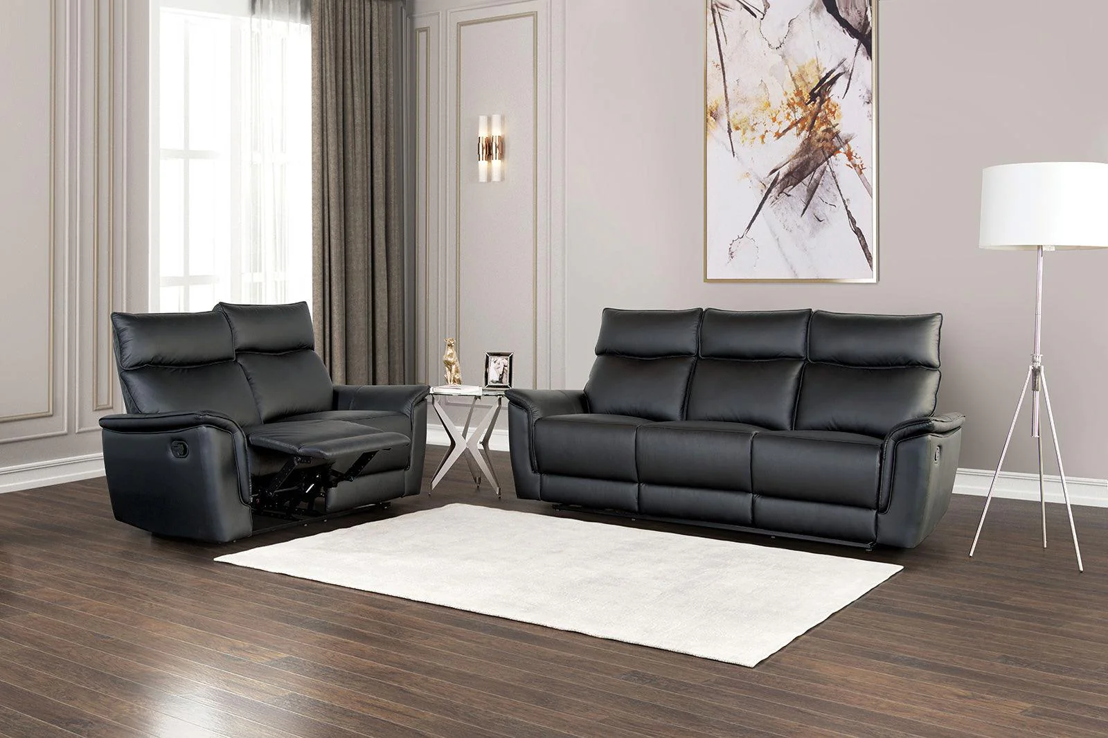 Bienne Black Loveseat Manual Recliner - Image 2