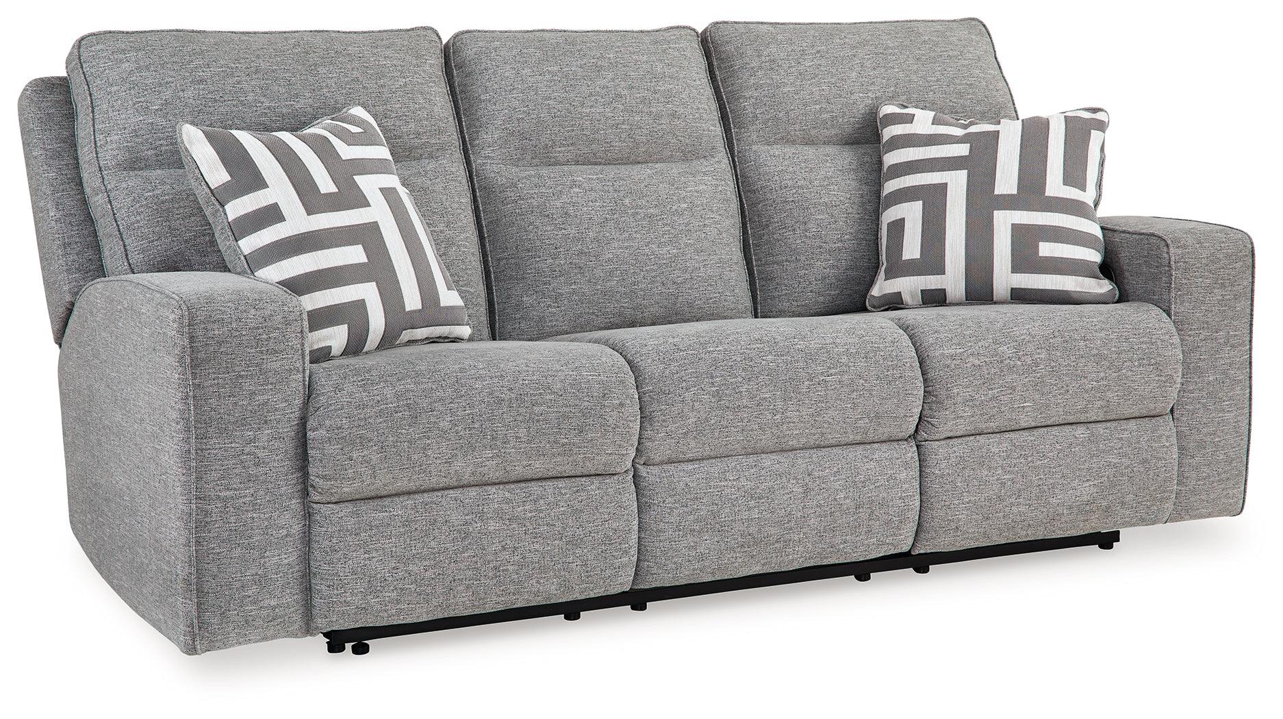 Biscoe Pewter Performance Fabric Dual Power Reclining Sofa - Image 2