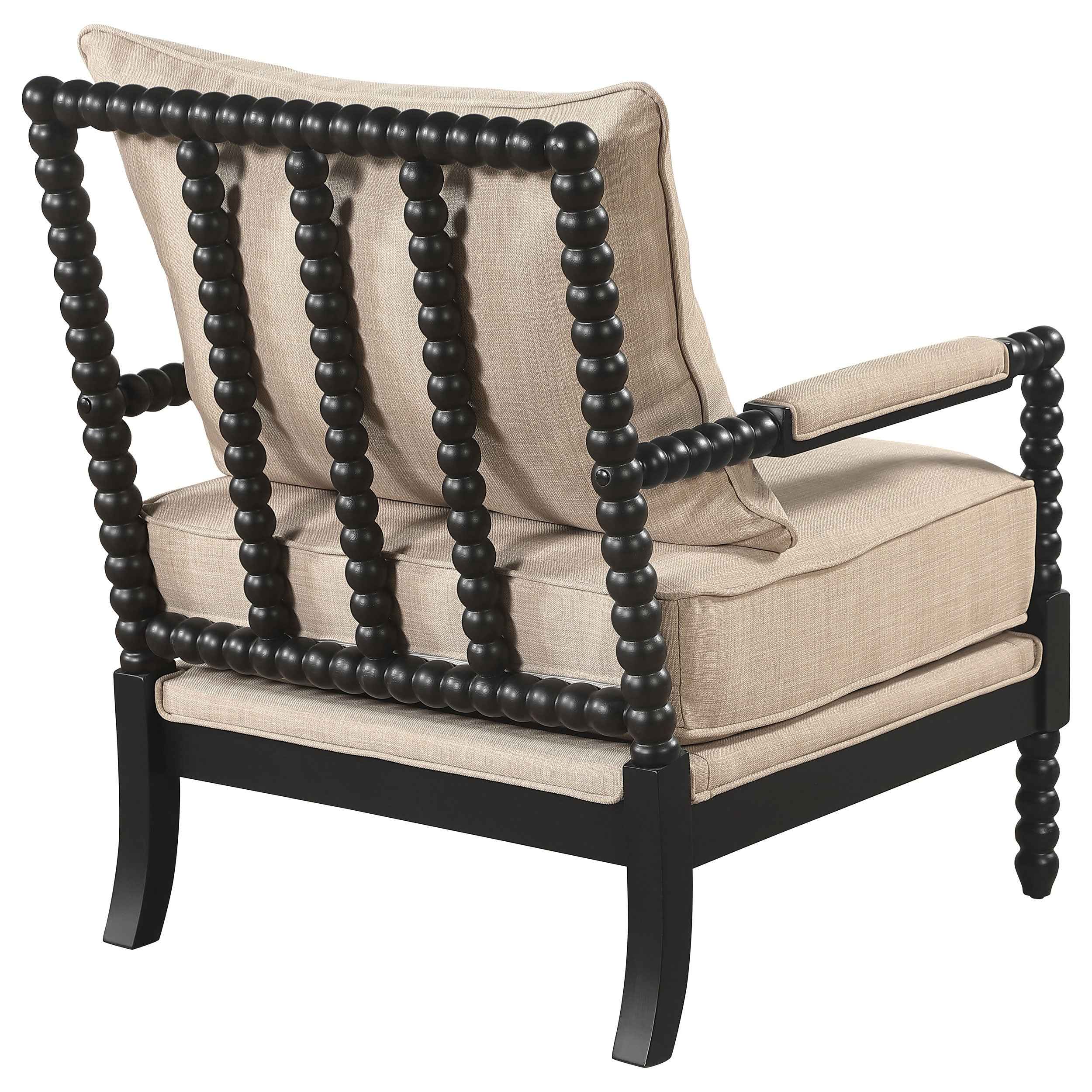 Blanchett Beige/Black Upholstered Bobbin Accent Chair - Image 7