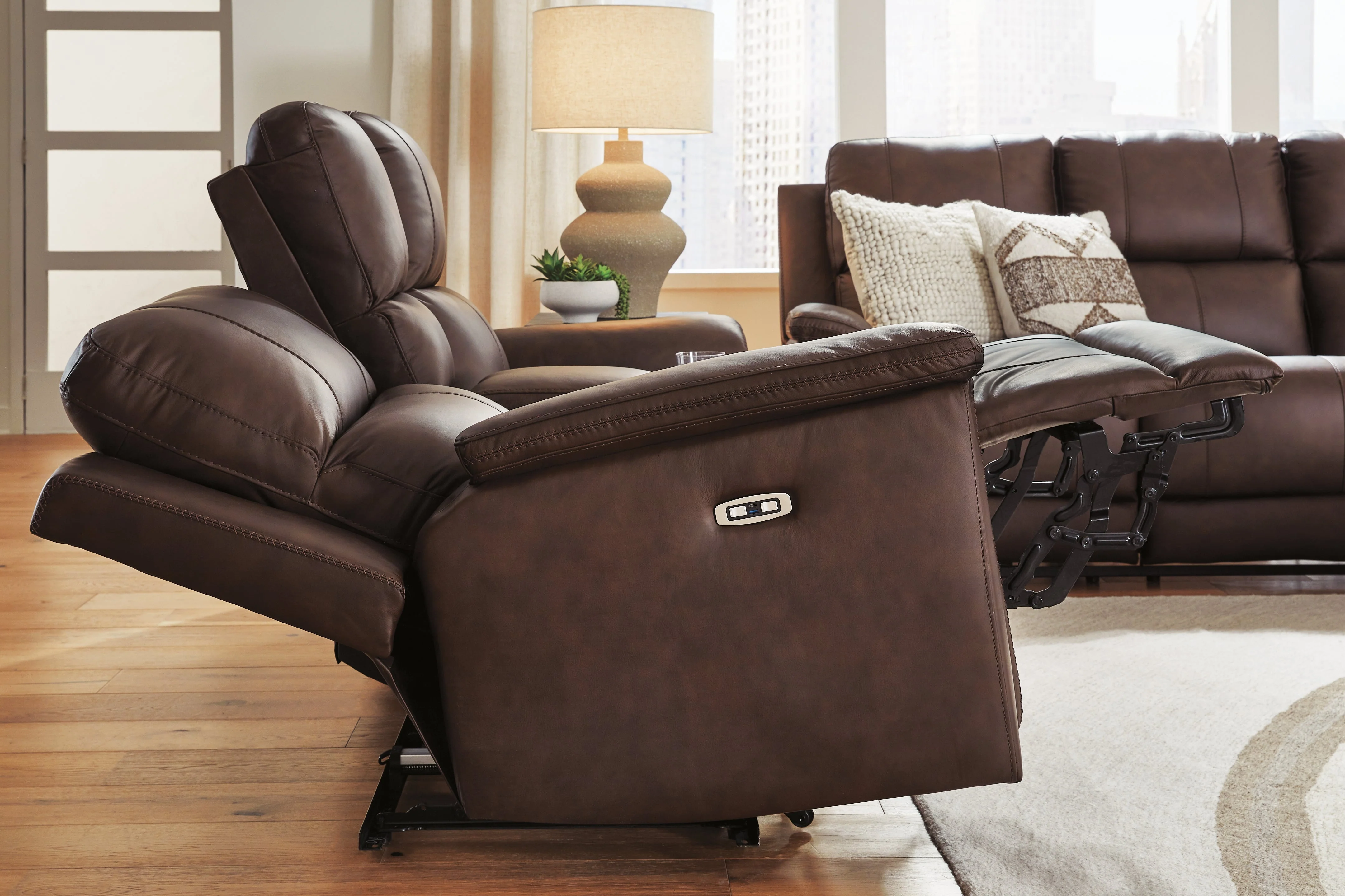 Bleckley Espresso Power Reclining Sofa with ADJ Headrest - Image 7