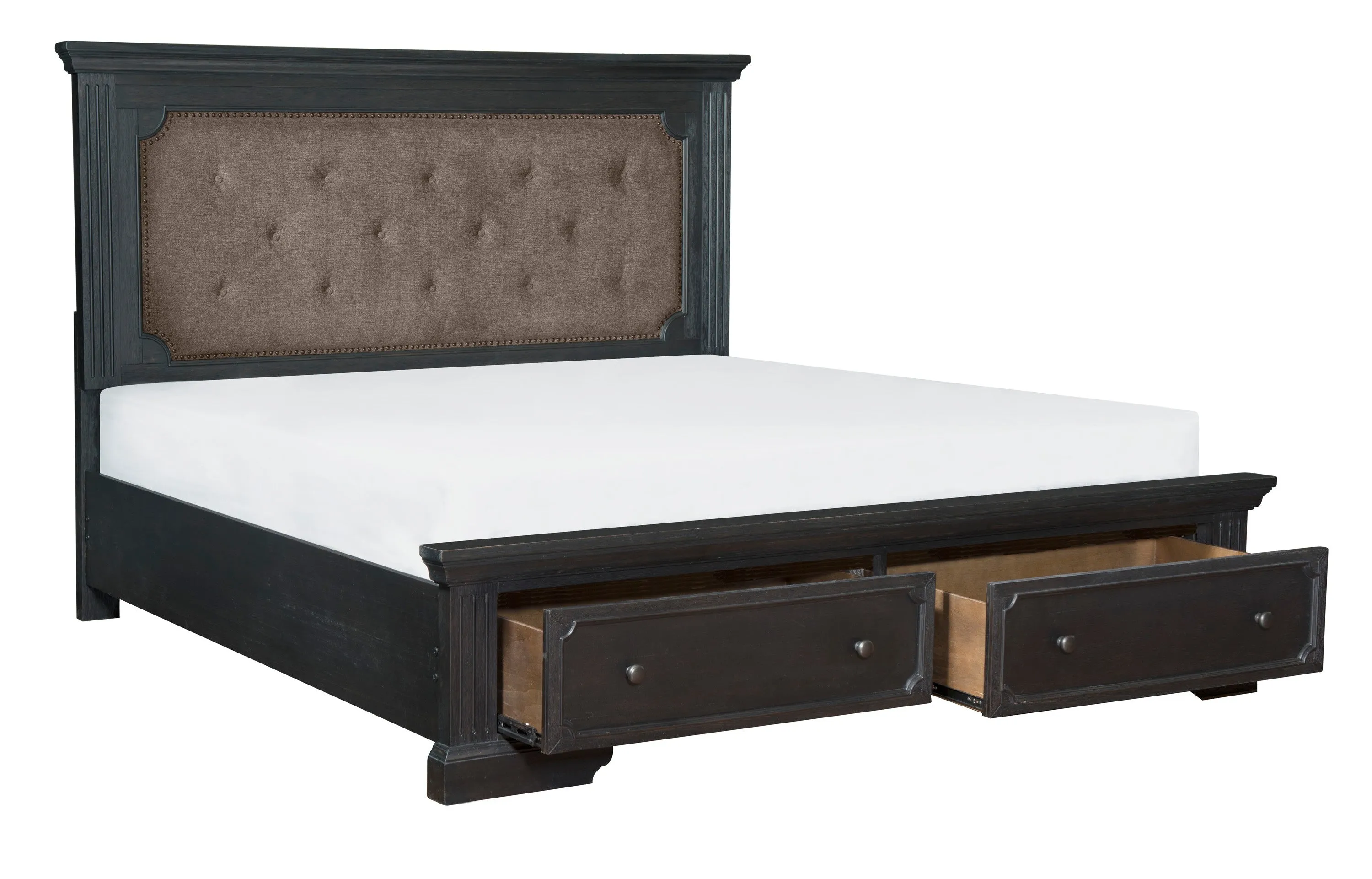 Bolingbrook Wire-Brushed Charcoal Queen Storage Platform Bed - Image 2
