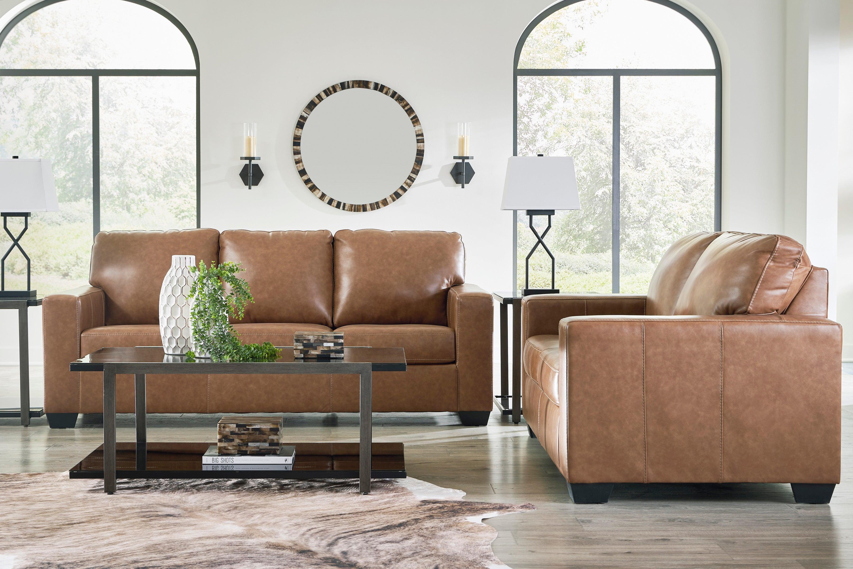 Bolsena Caramel Leather Living Room Set - Image 4
