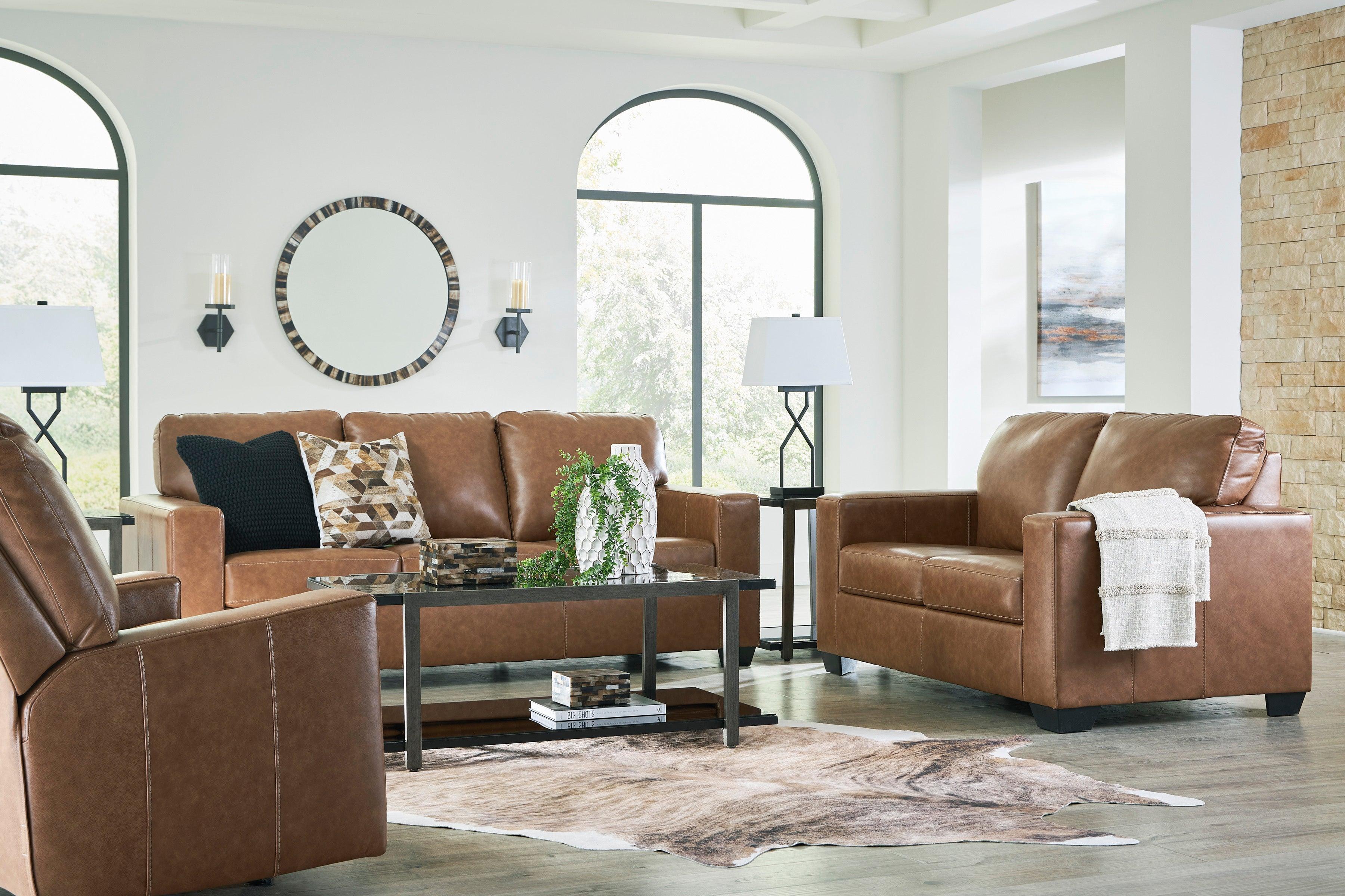 Bolsena Caramel Leather Living Room Set - Image 5