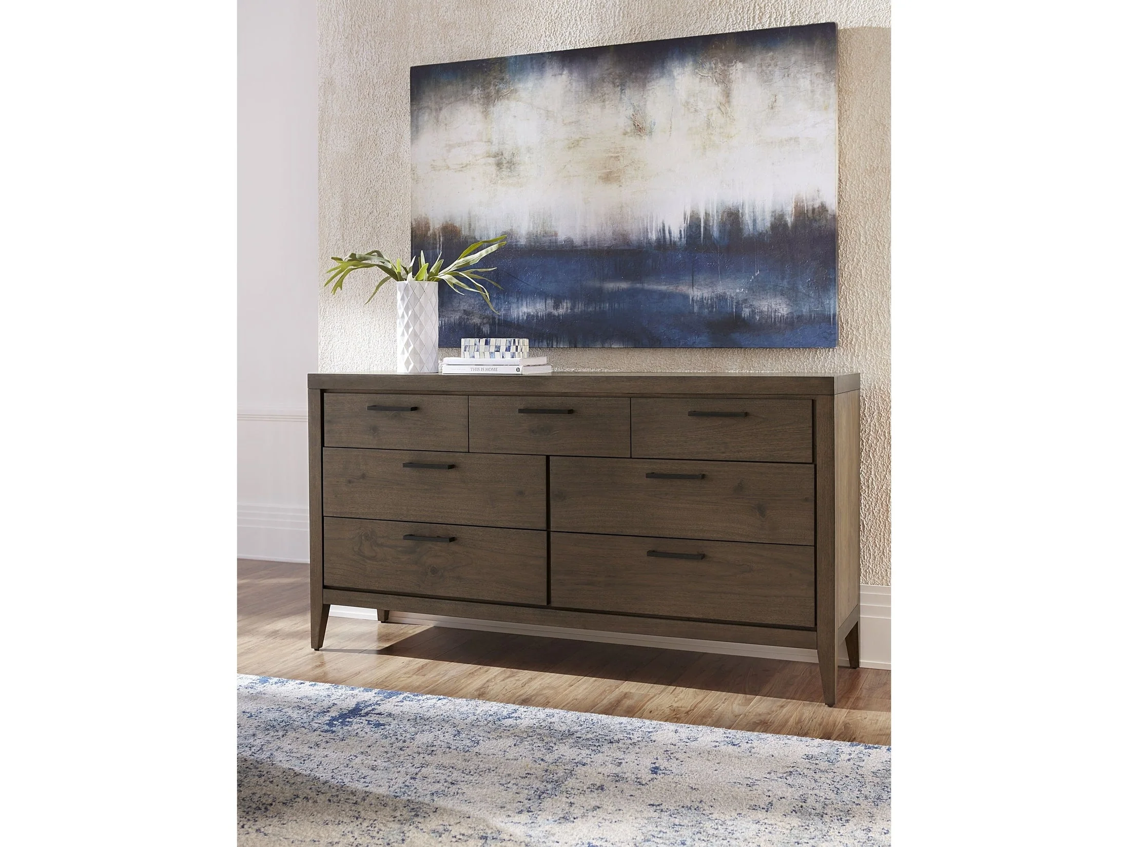Boracay Seven Drawer Walnut Dresser in Wild Oats Brown