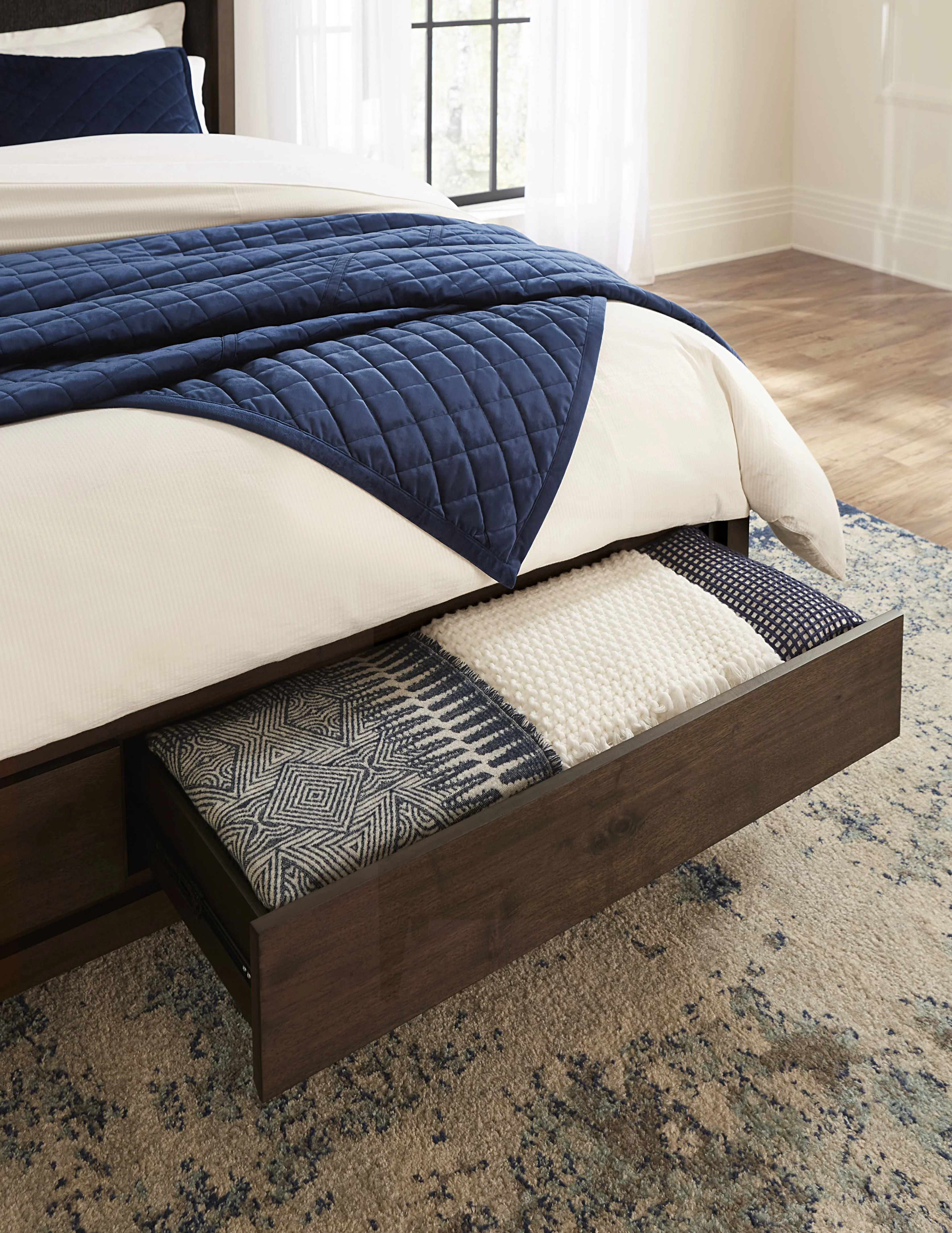 Boracay Upholstered Wingback California King Storage Bed in Wild Oats Brown - Image 3