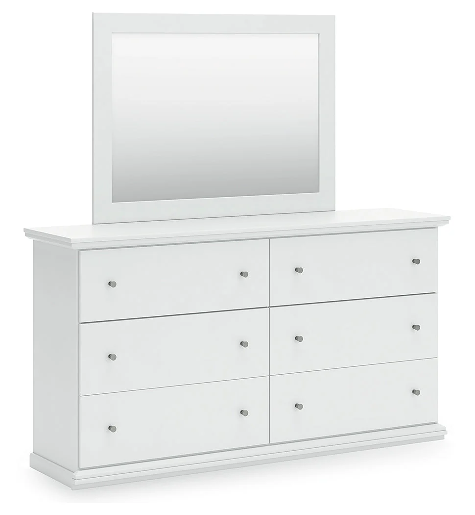 Bostwick Shoals Full Panel Bed with Mirrored Dresser, Chest and Nightstand in White - Image 3