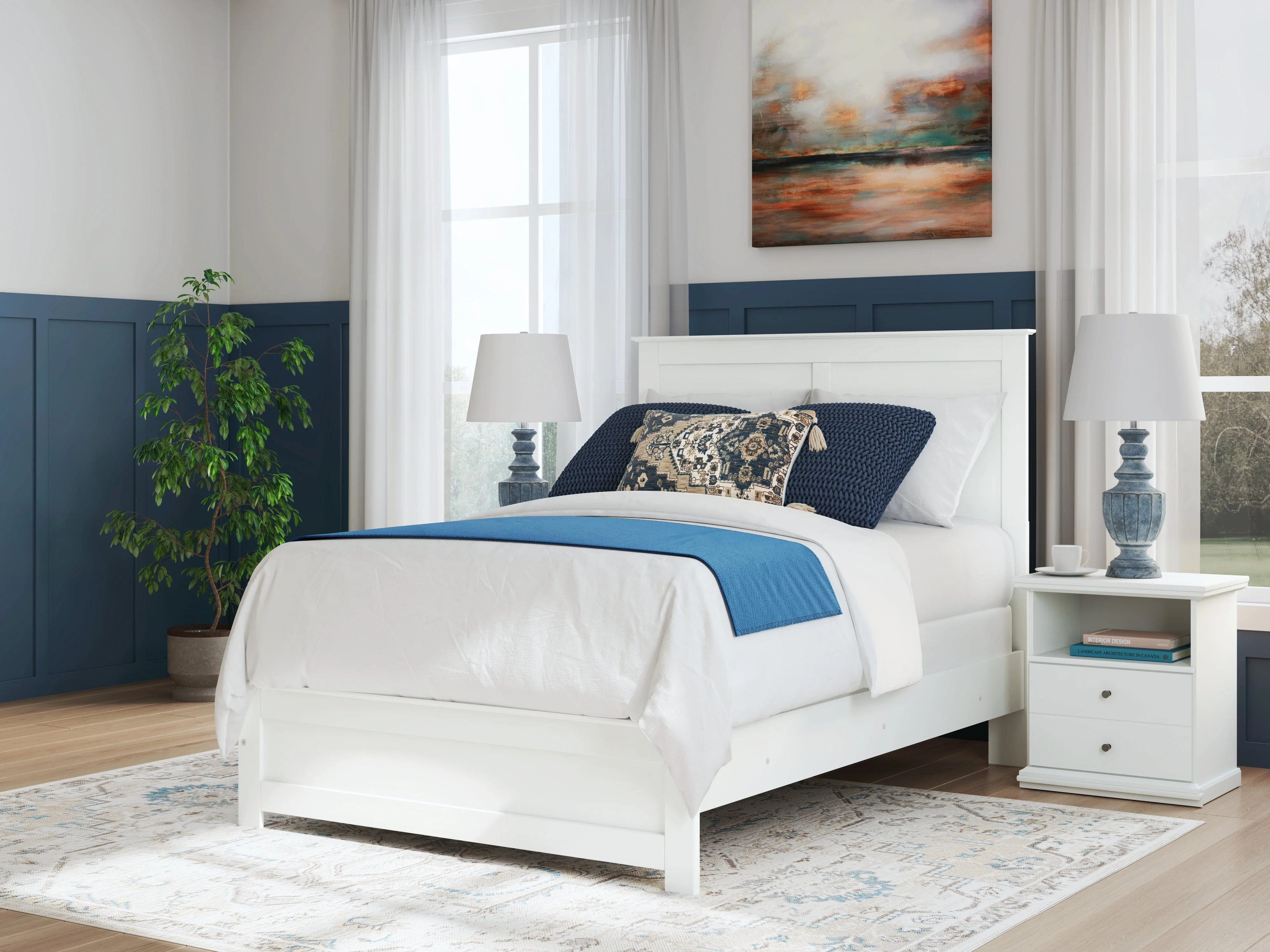 Bostwick Shoals Full Panel Bed with Mirrored Dresser in White - Image 17