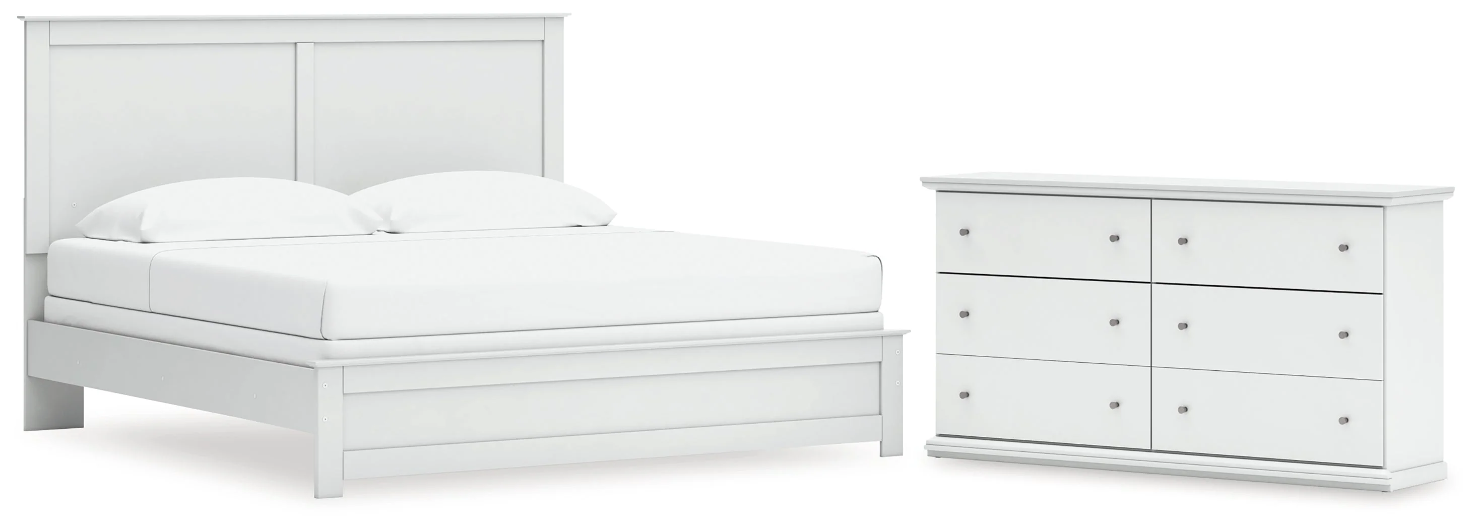 Bostwick Shoals King Panel Bed with Dresser in White