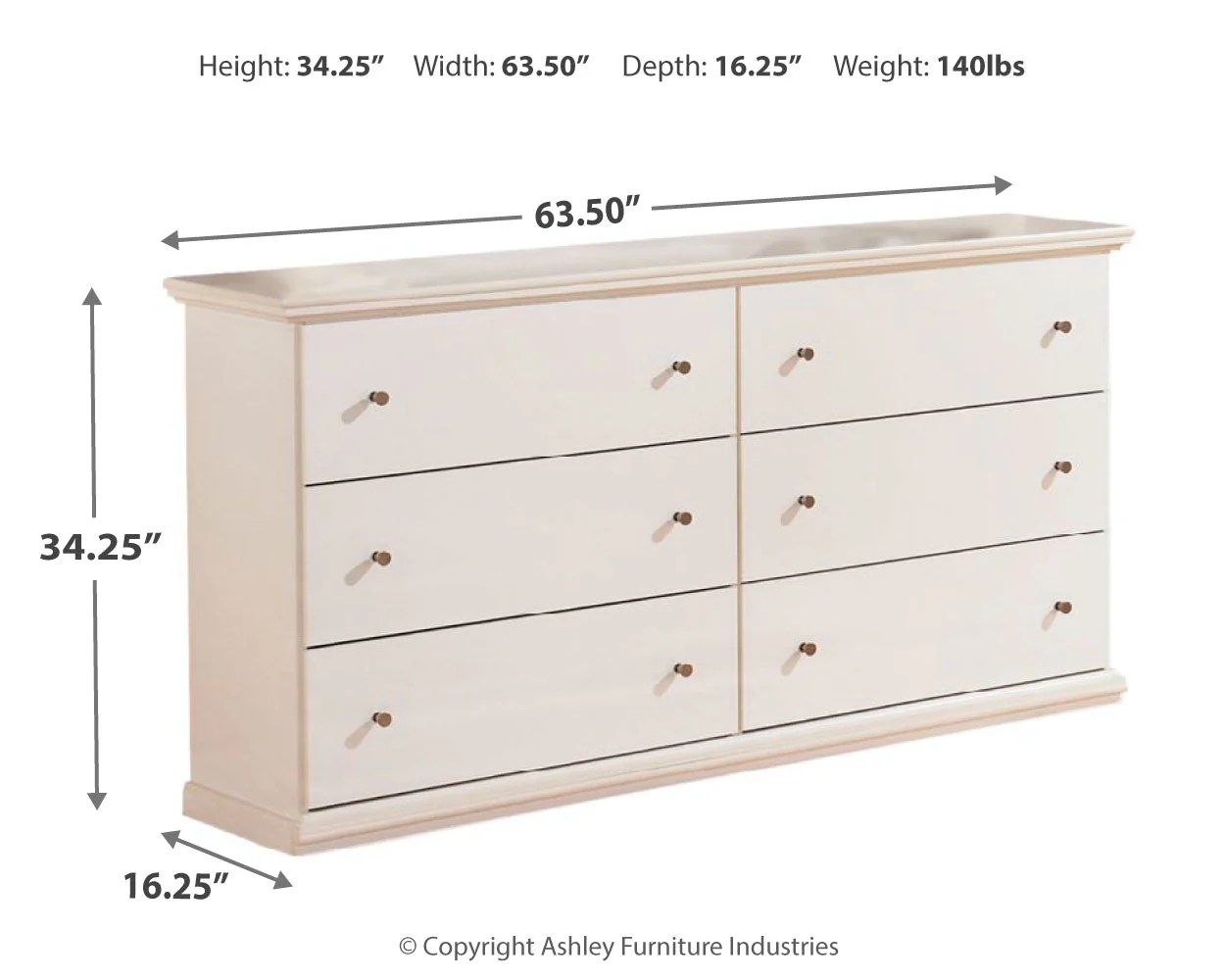 Bostwick Shoals King Panel Bed with Dresser in White - Image 4