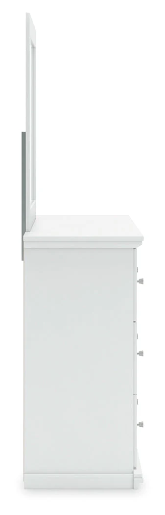 Bostwick Shoals King Panel Bed with Mirrored Dresser, Chest and 2 Nightstands in White - Image 8