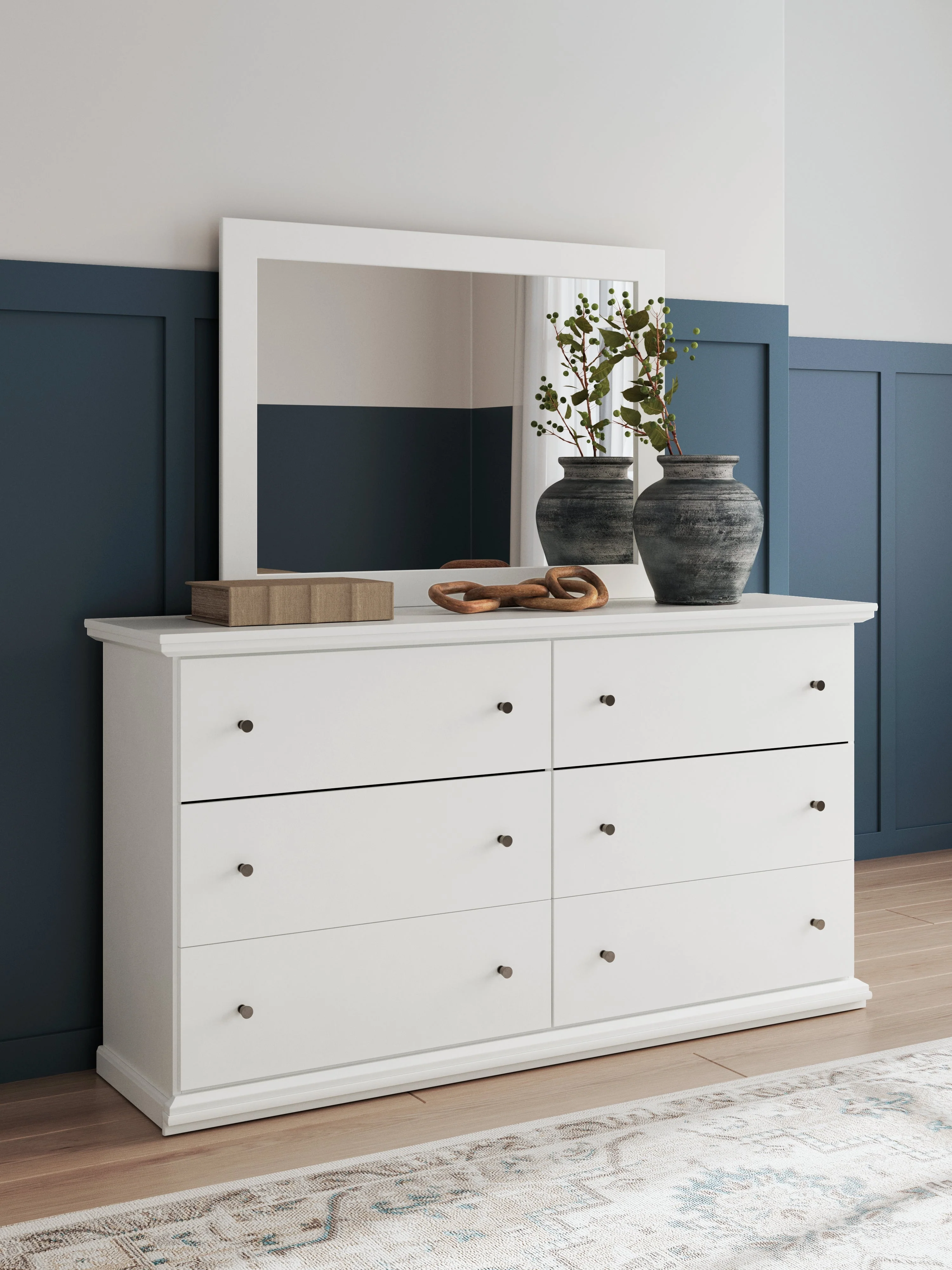 Bostwick Shoals Twin Panel Bed with Mirrored Dresser, Chest and 2 Nightstands in White - Image 23