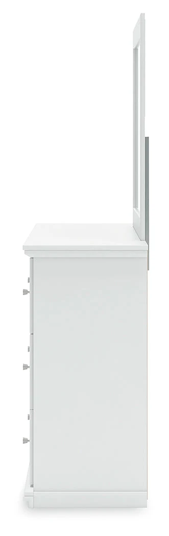Bostwick Shoals Twin Panel Bed with Mirrored Dresser in White - Image 7