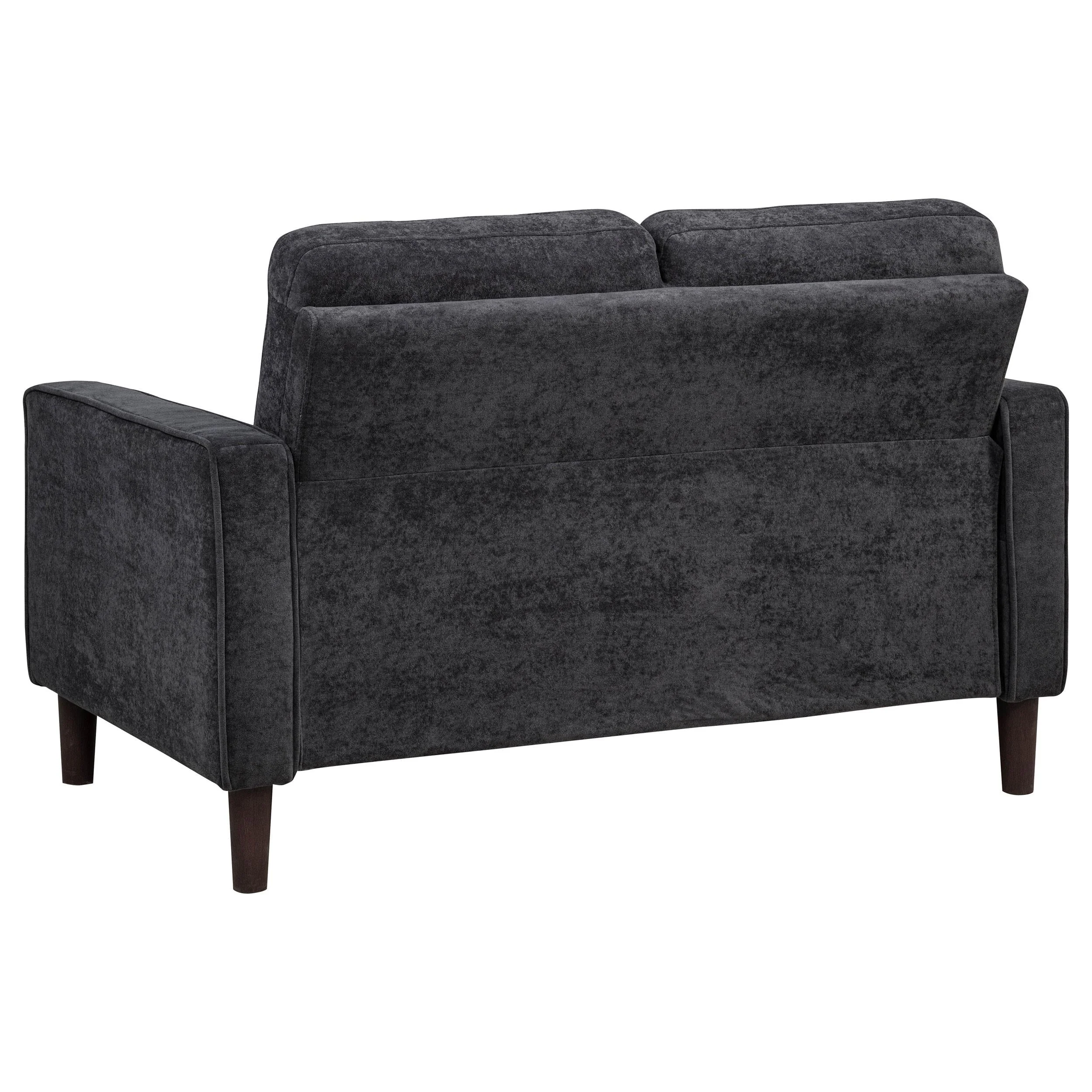 Bowen II Steel Grey Fabric Upholstered Track Arm Loveseat - Image 5