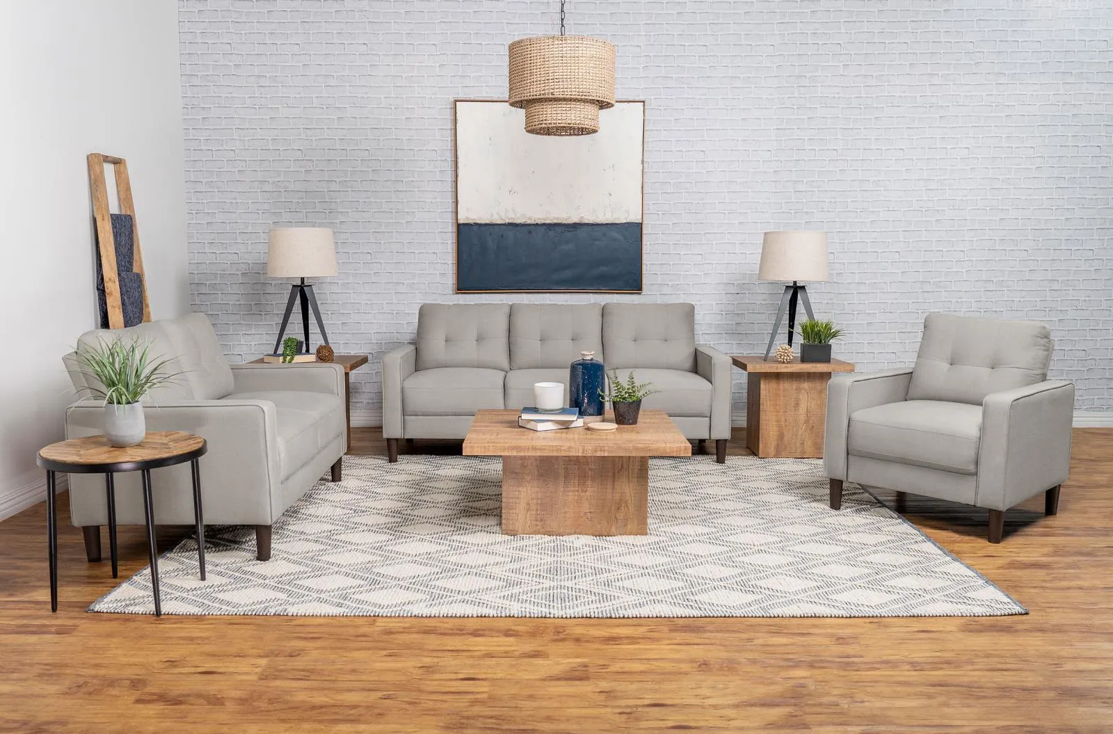 Bowen Upholstered Track Arms Tufted Chair Beige - Image 9