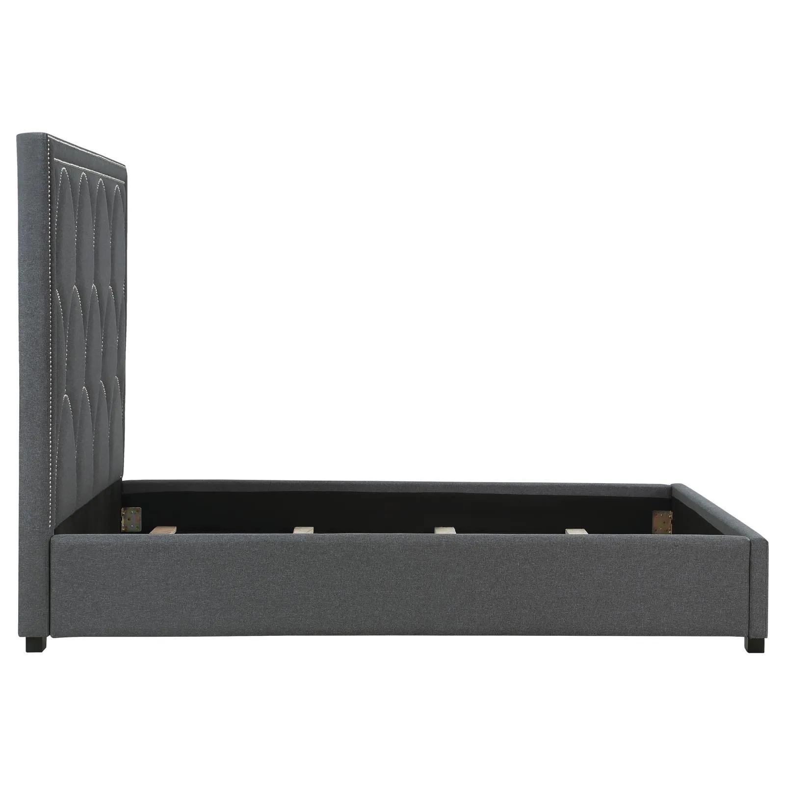 Bowfield Charcoal Upholstered Bed with Nailhead Trim - Image 7