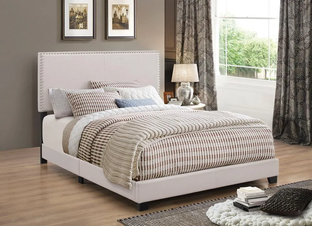 Boyd Ivory Full Upholstered Bed with Nailhead Trim