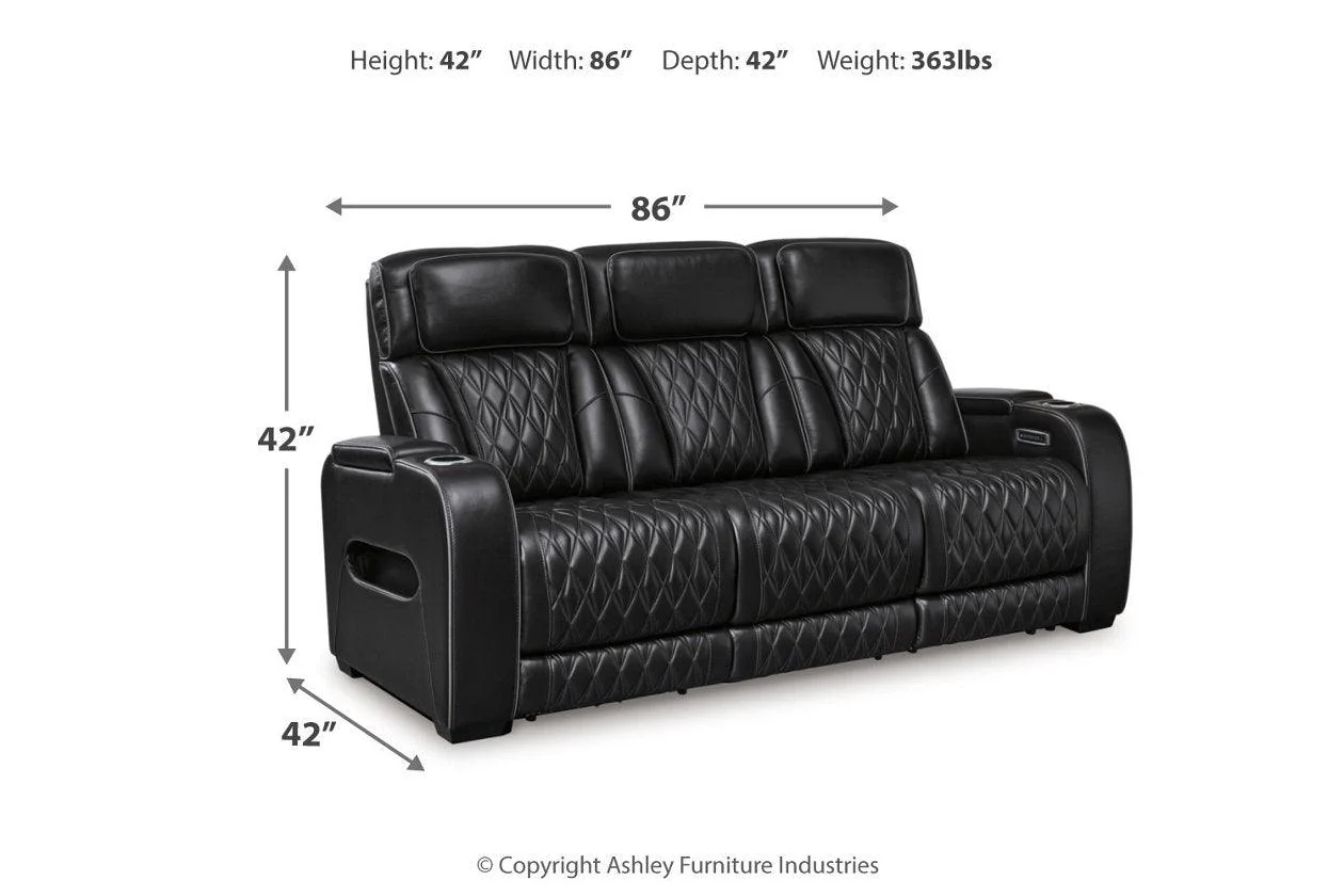 Boyington Black Dual Power Leather Power Reclining Sofa, Loveseat and Recliner - Image 18