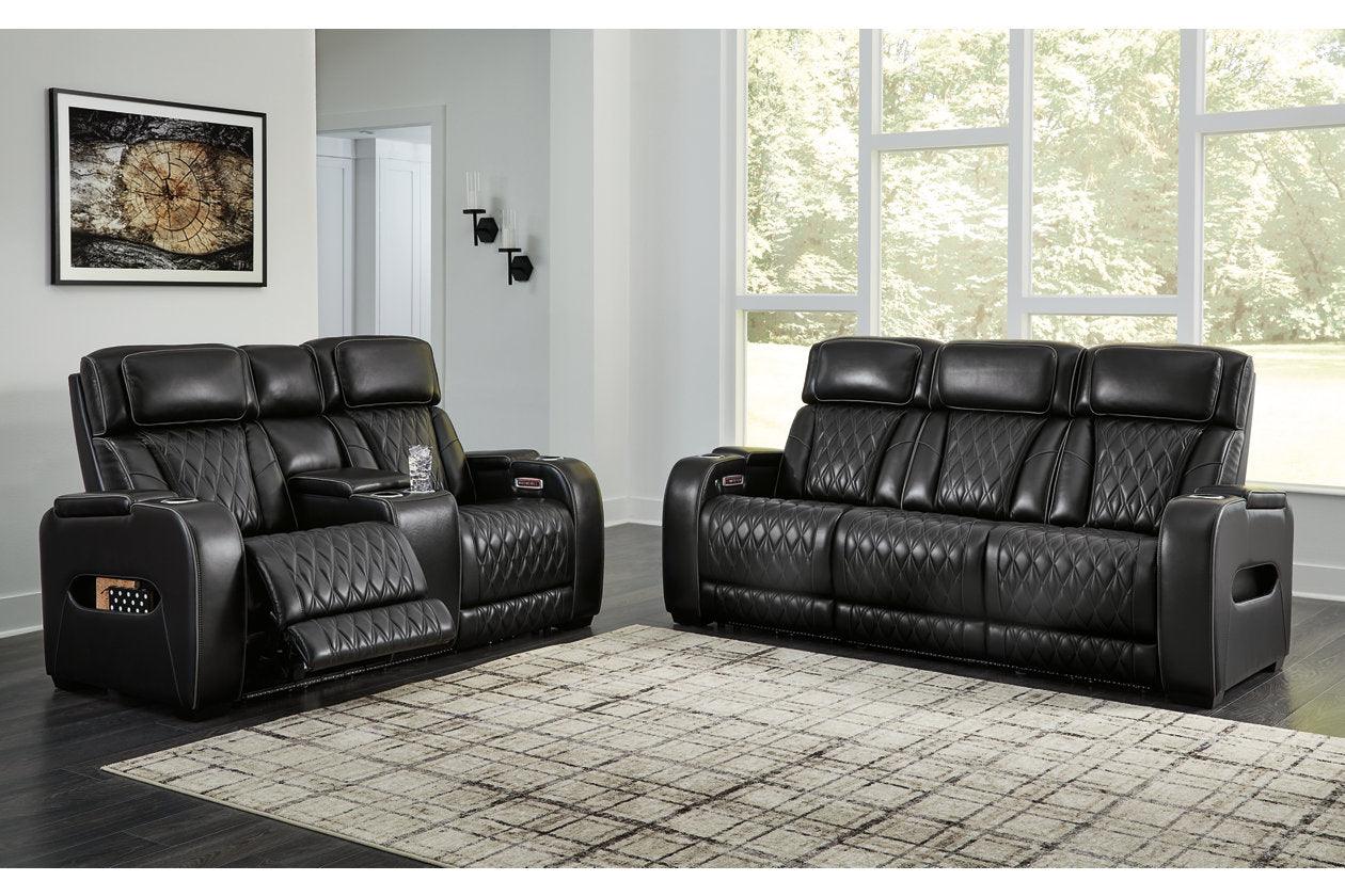 Boyington Black Dual Power Leather Power Reclining Sofa, Loveseat and Recliner - Image 25