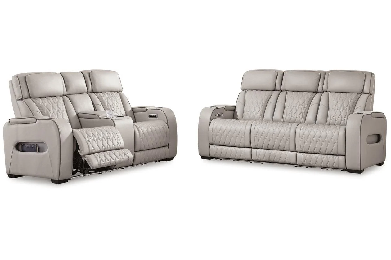 Boyington Gray Power Reclining Sofa & Loveseat - Image 5