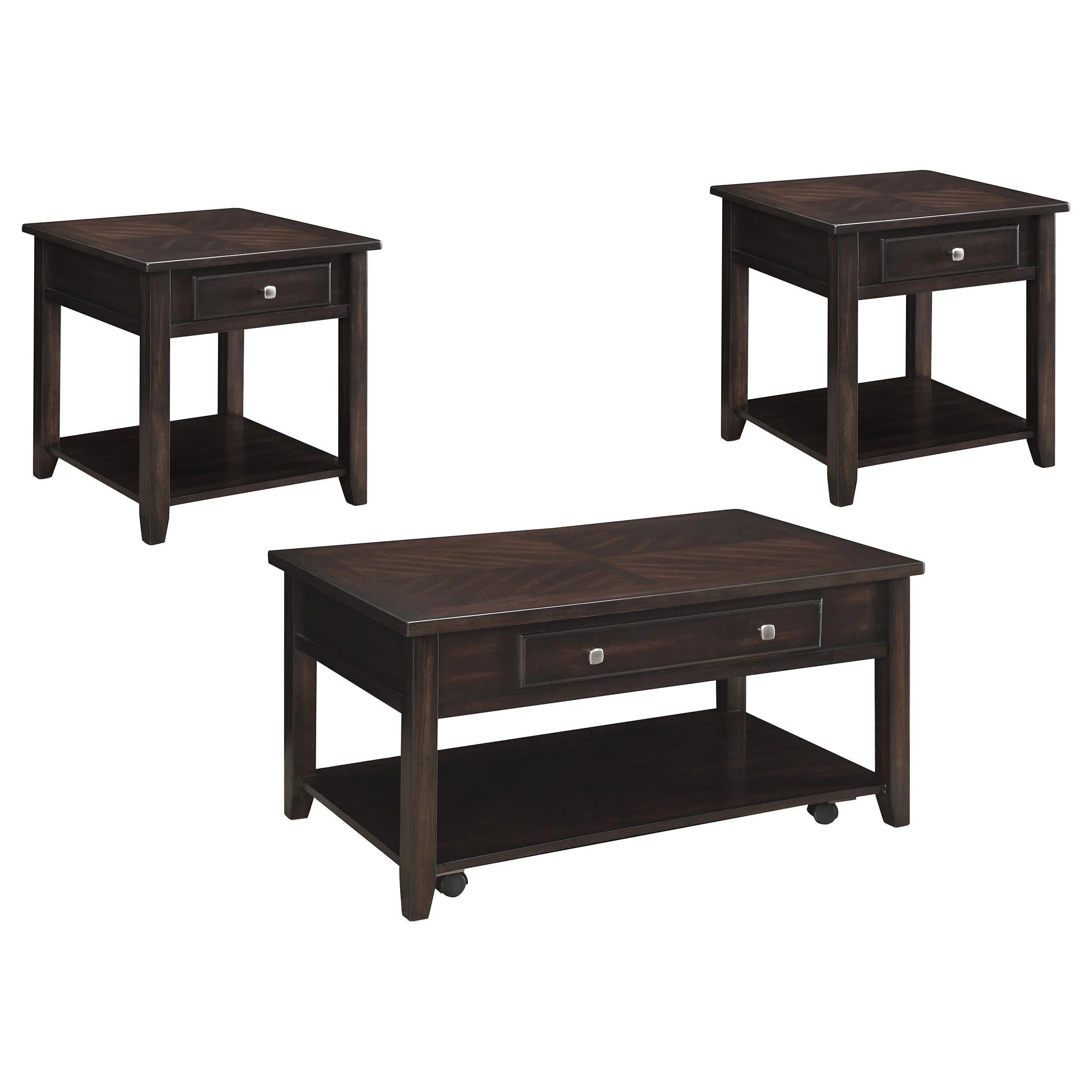 Bradford Walnut 3-Piece Lift Top Coffee and End Table Set - Image 3