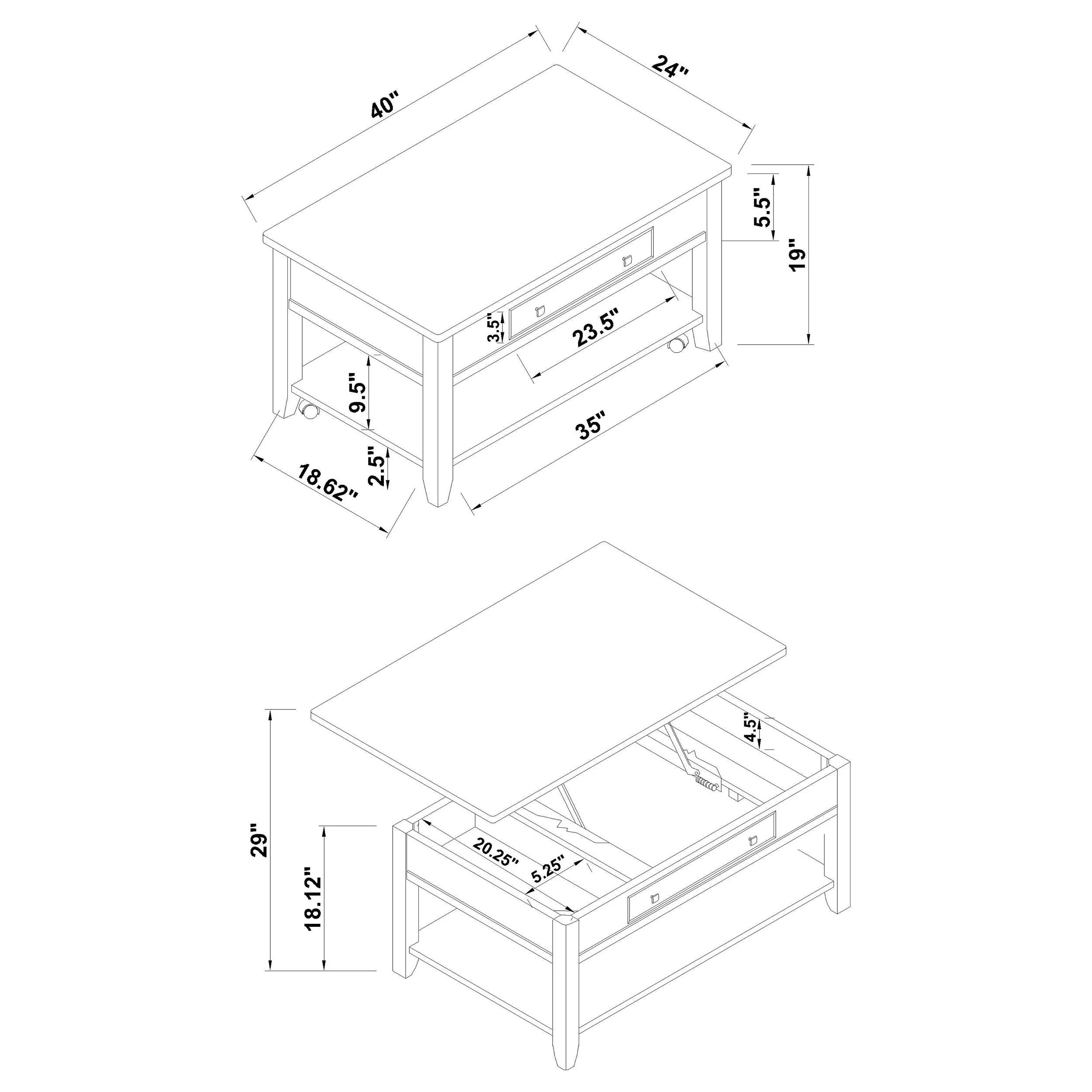 Bradford Walnut 3-Piece Lift Top Coffee and End Table Set - Image 9