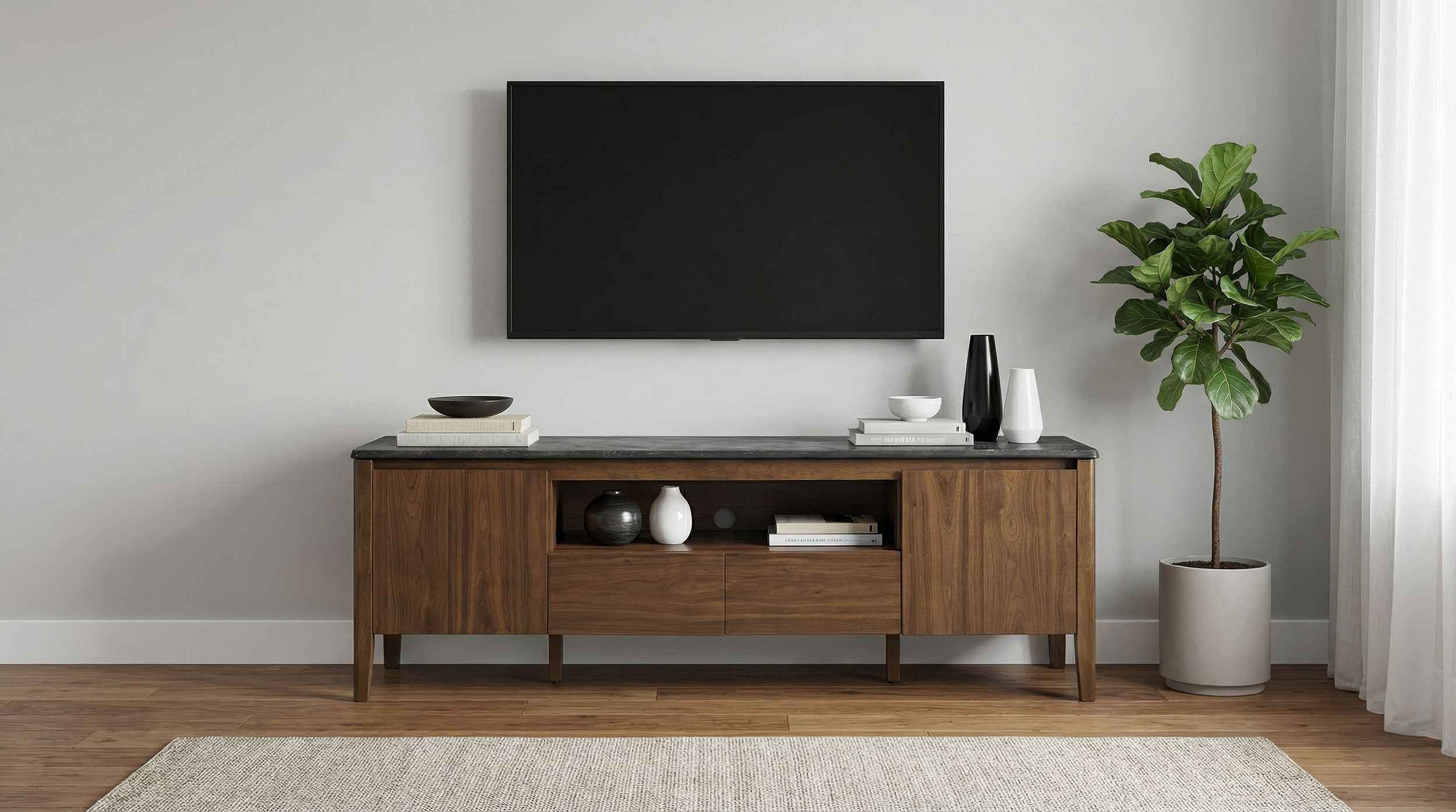 Bradley Smokey Grey/Brown 63-inch 2-Door SmartTop TV Stand