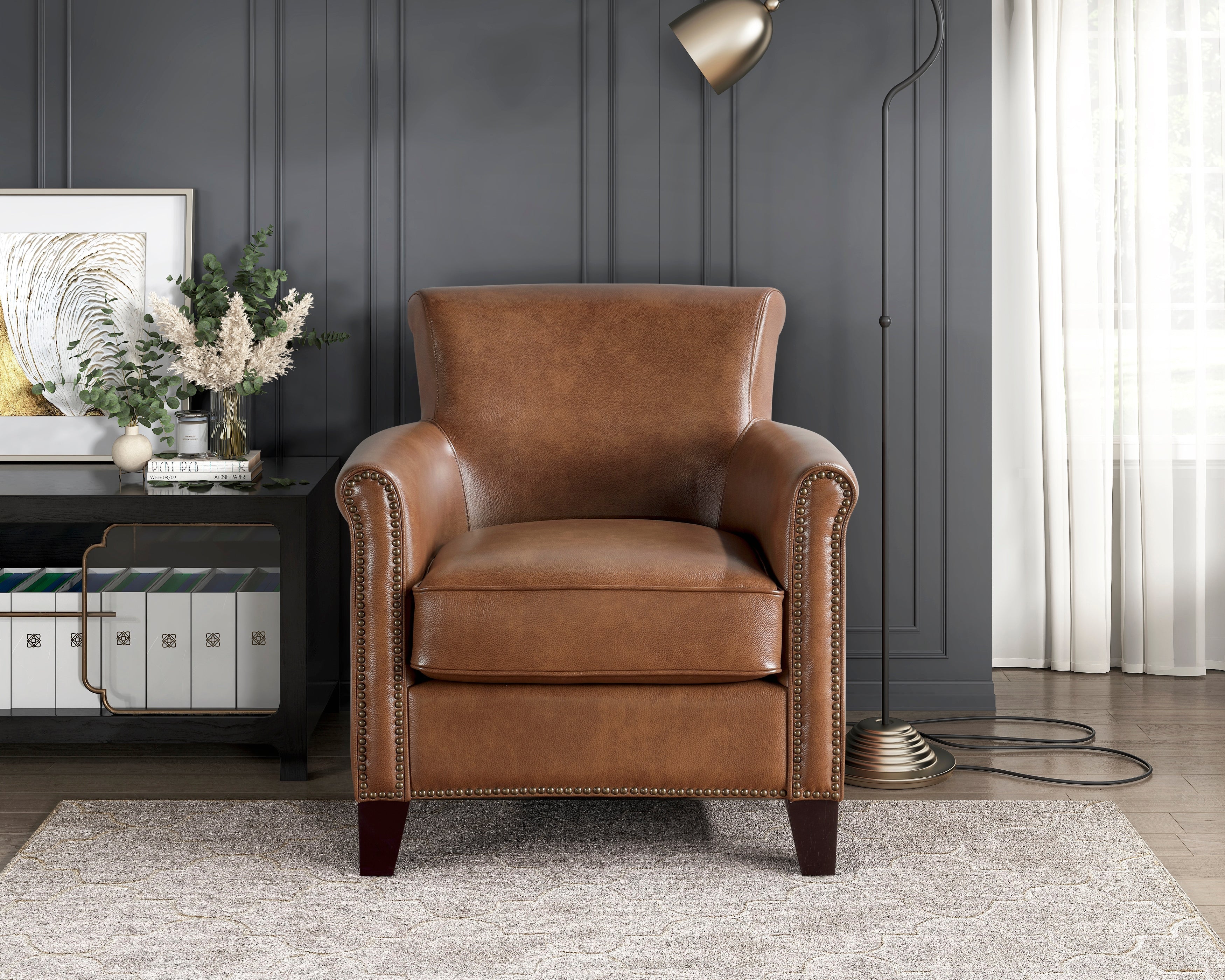 Braintree Brown Top-Grain Leather Accent Chair
