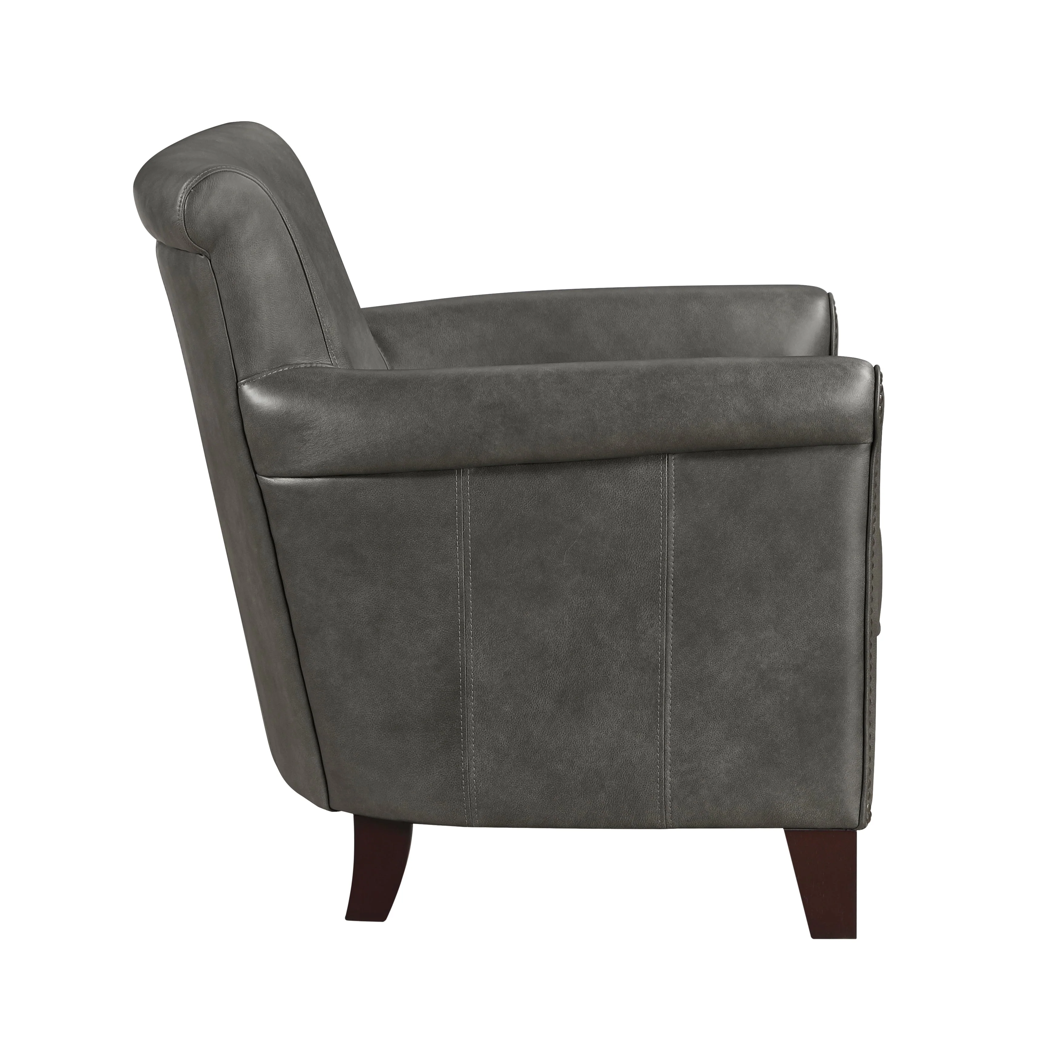 Braintree Gray Top-Grain Leather Accent Chair - Image 4