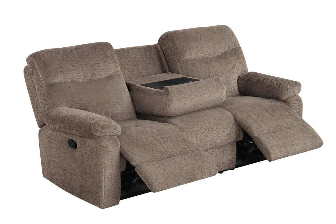 Bravo Mocha Fabric Reclining Living Room Set - Image 6