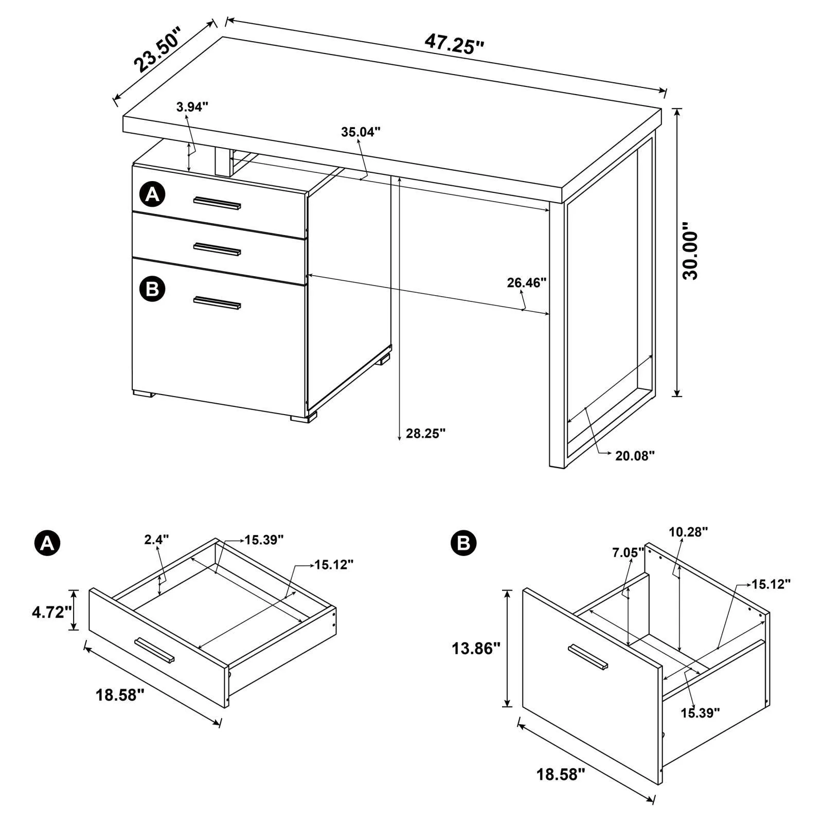 Brennan Cappuccino 3-Drawer Office Desk - Image 11