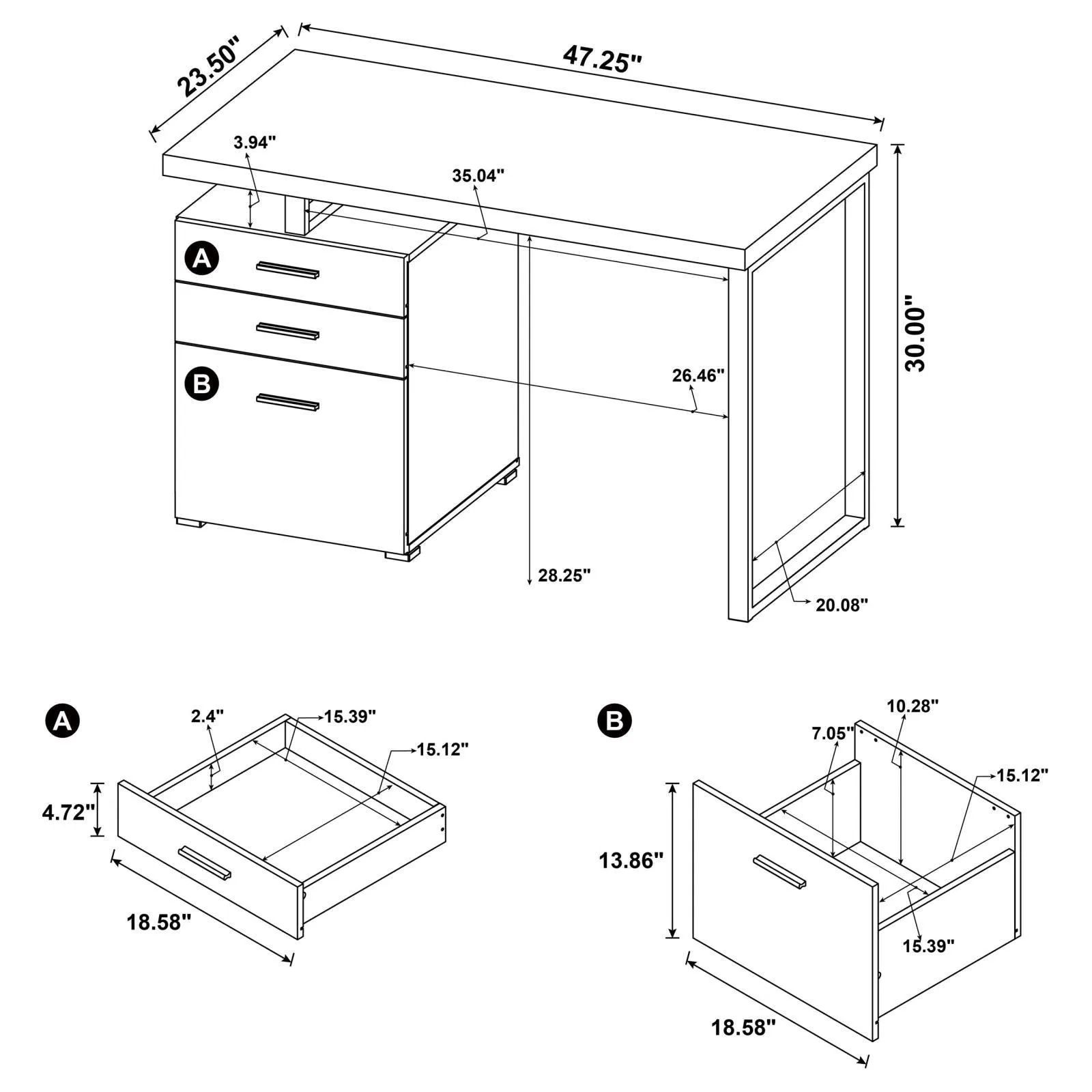 Brennan Weathered Gray 3-Drawer Office Desk - Image 11