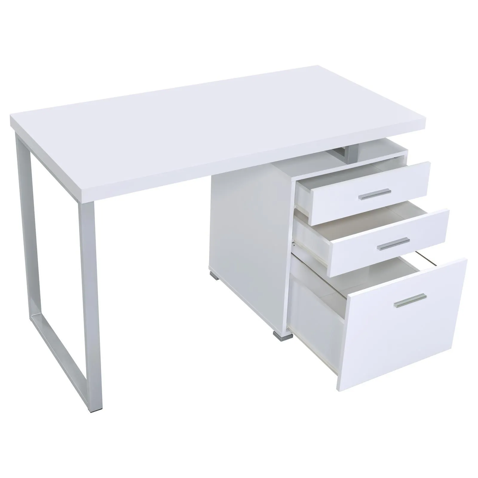 Brennan White 3-Drawer Office Desk - Image 4