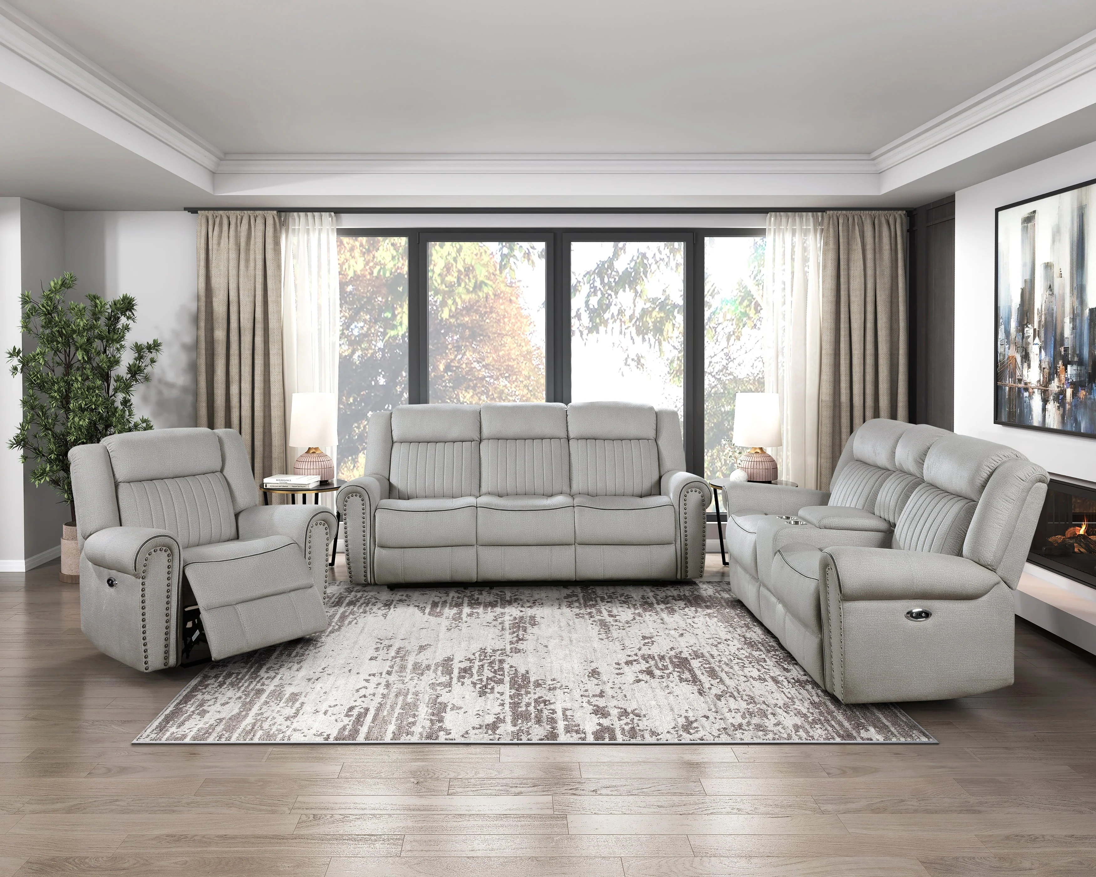 Brennen Mist Power Double Reclining Living Room Set