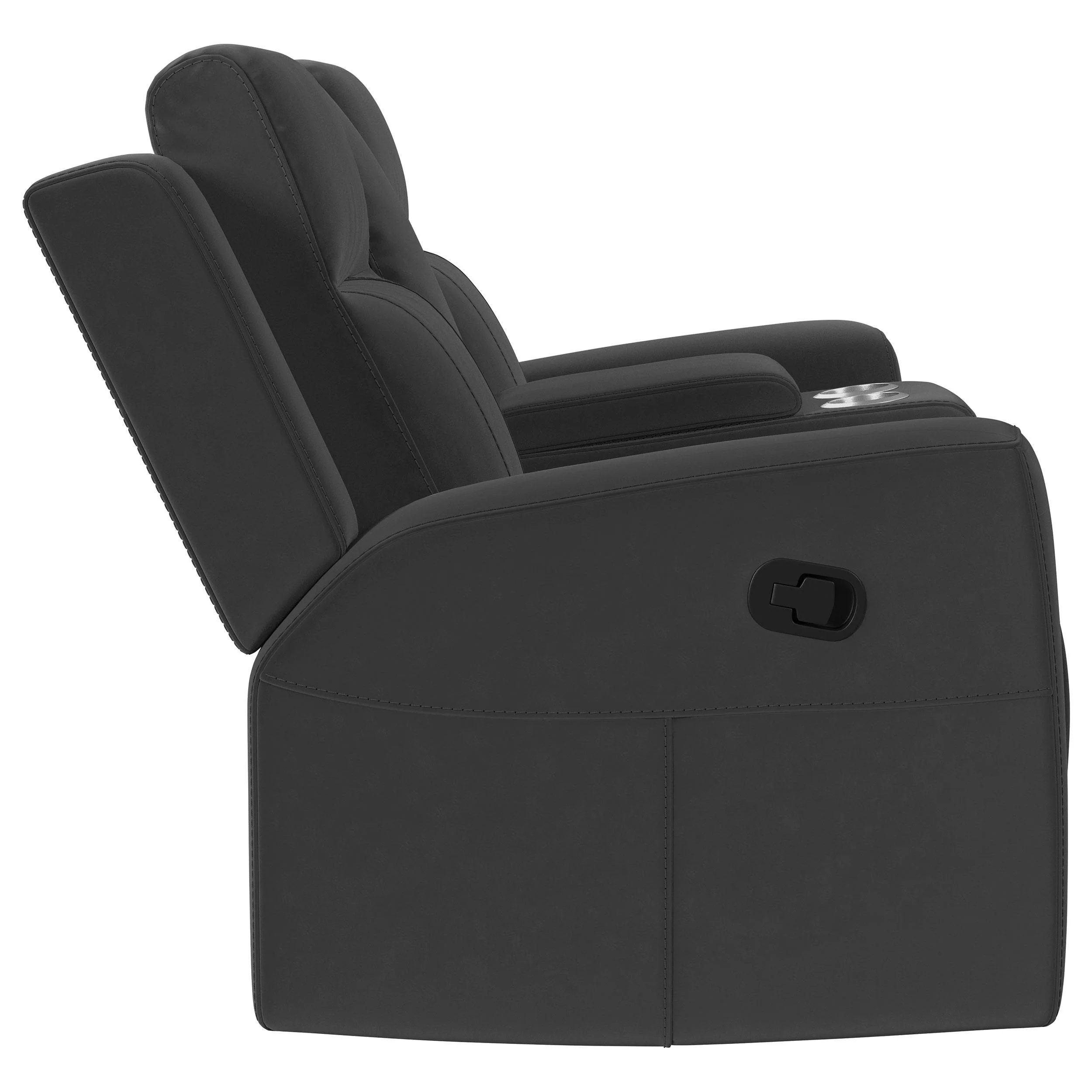 Brentwood Dark Charcoal Upholstered Motion Reclining Loveseat with Console - Image 8