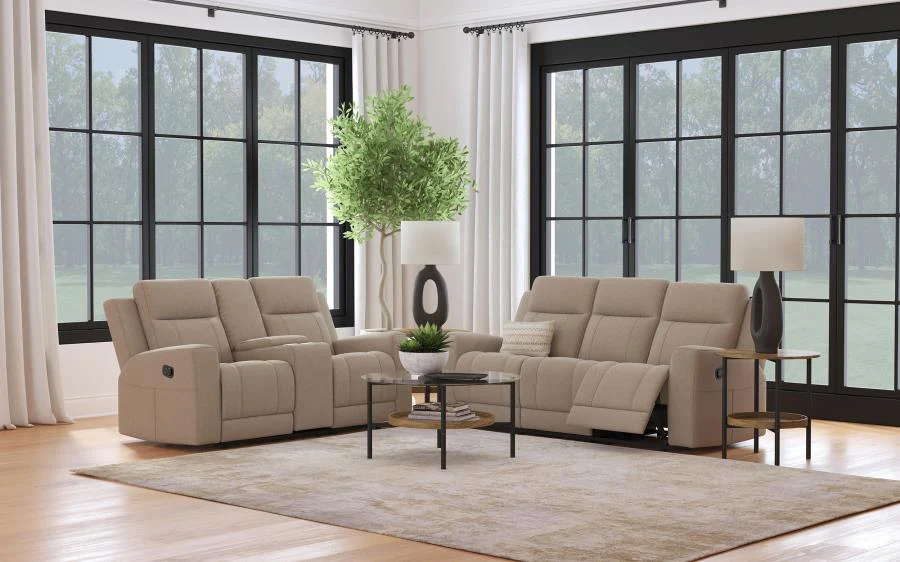 Brentwood Taupe 2-piece Upholstered Motion Reclining Sofa Set