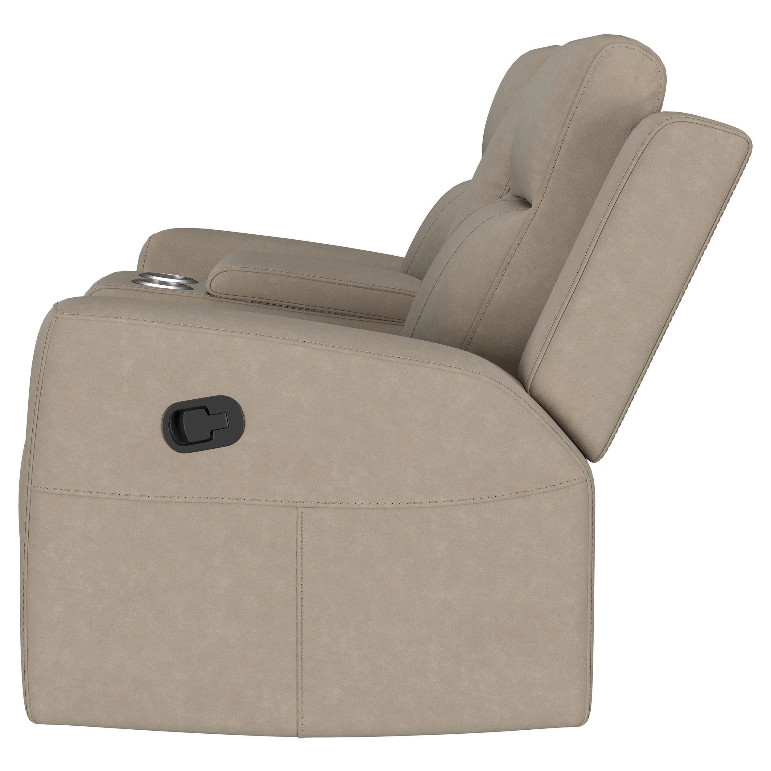 Brentwood Taupe Upholstered Motion Reclining Loveseat with Console - Image 6